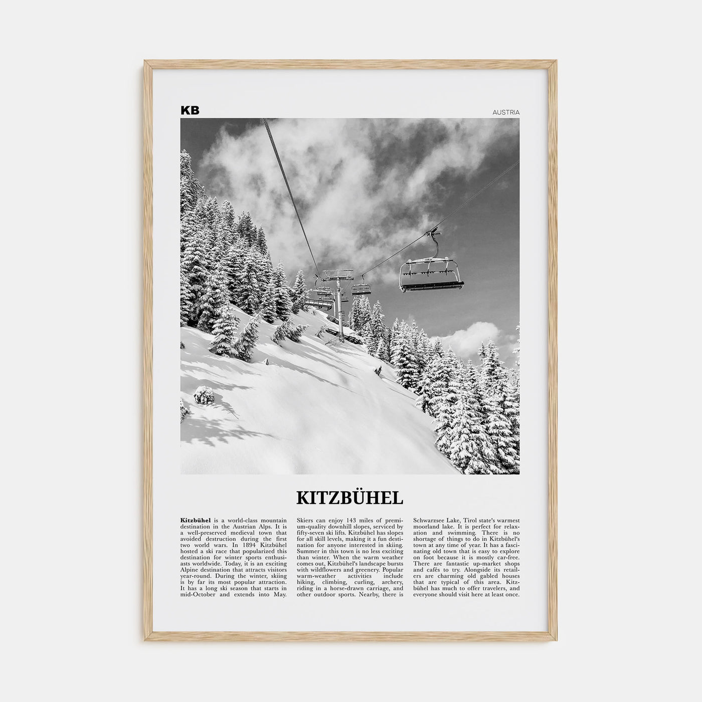 Kitzbühel Travel B&W Poster