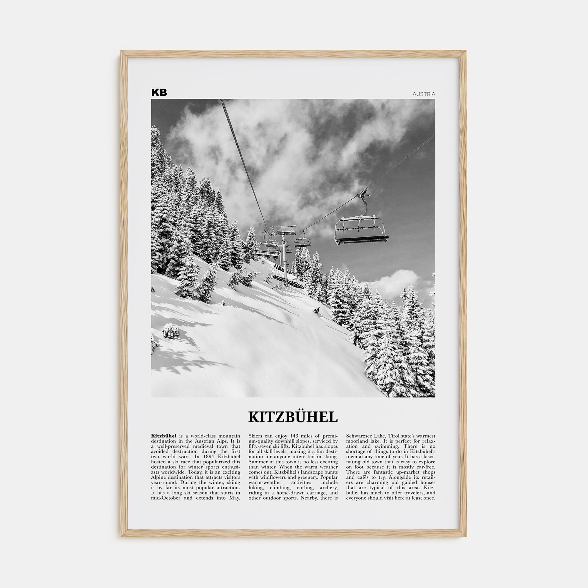 Kitzbühel Travel B&W Poster