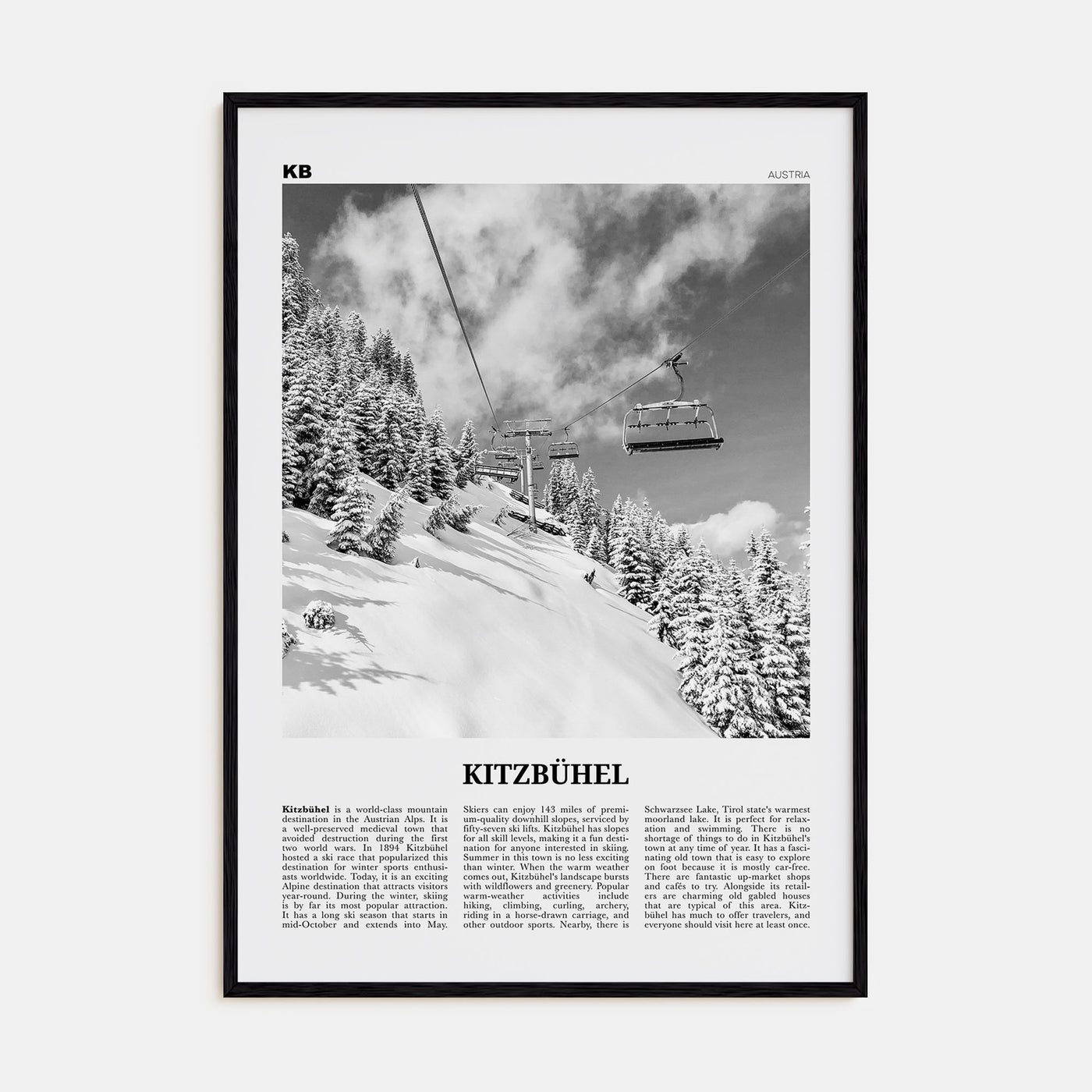 Kitzbühel Travel B&W Poster