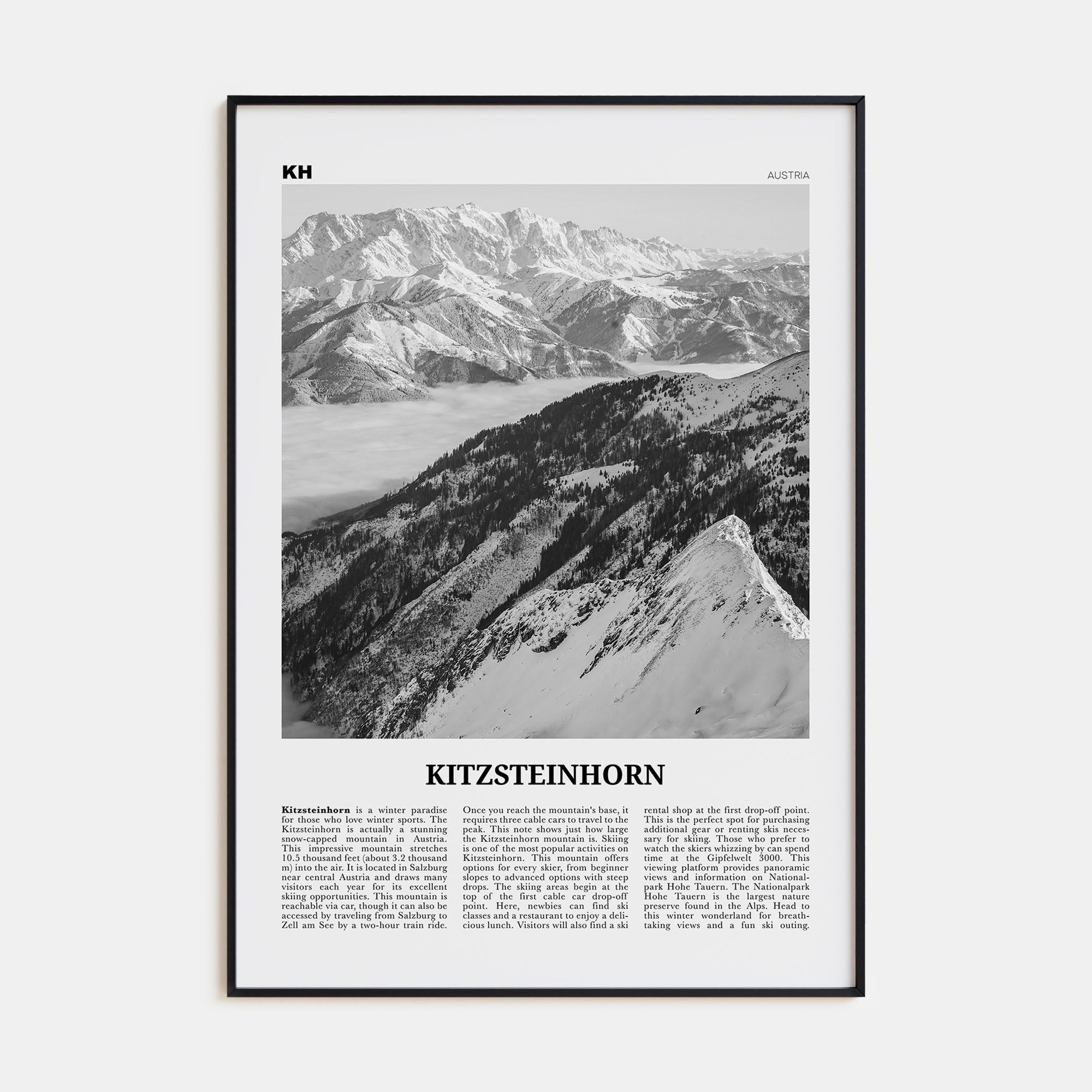 Kitzsteinhorn Travel B&W Poster