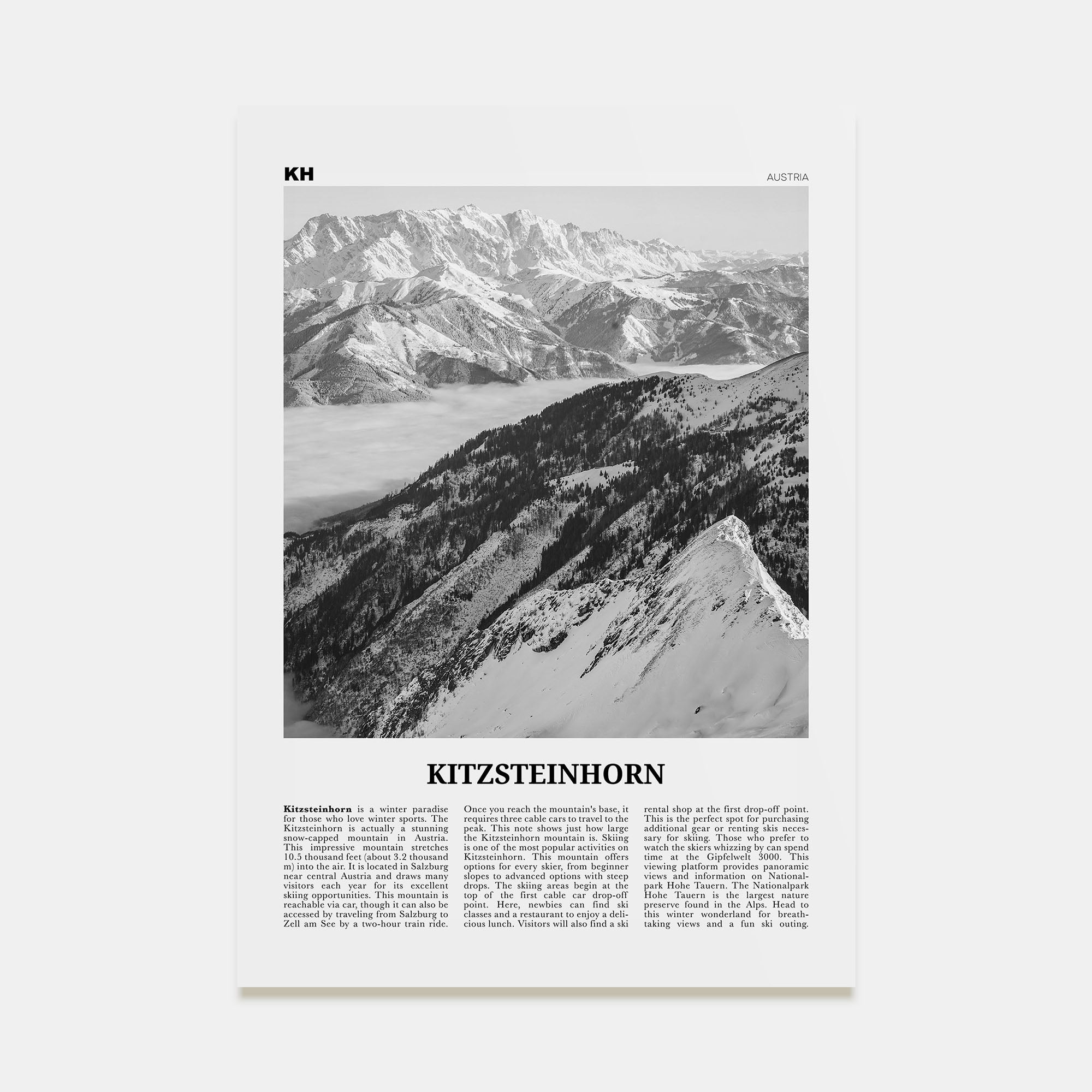 Kitzsteinhorn Travel B&W Poster