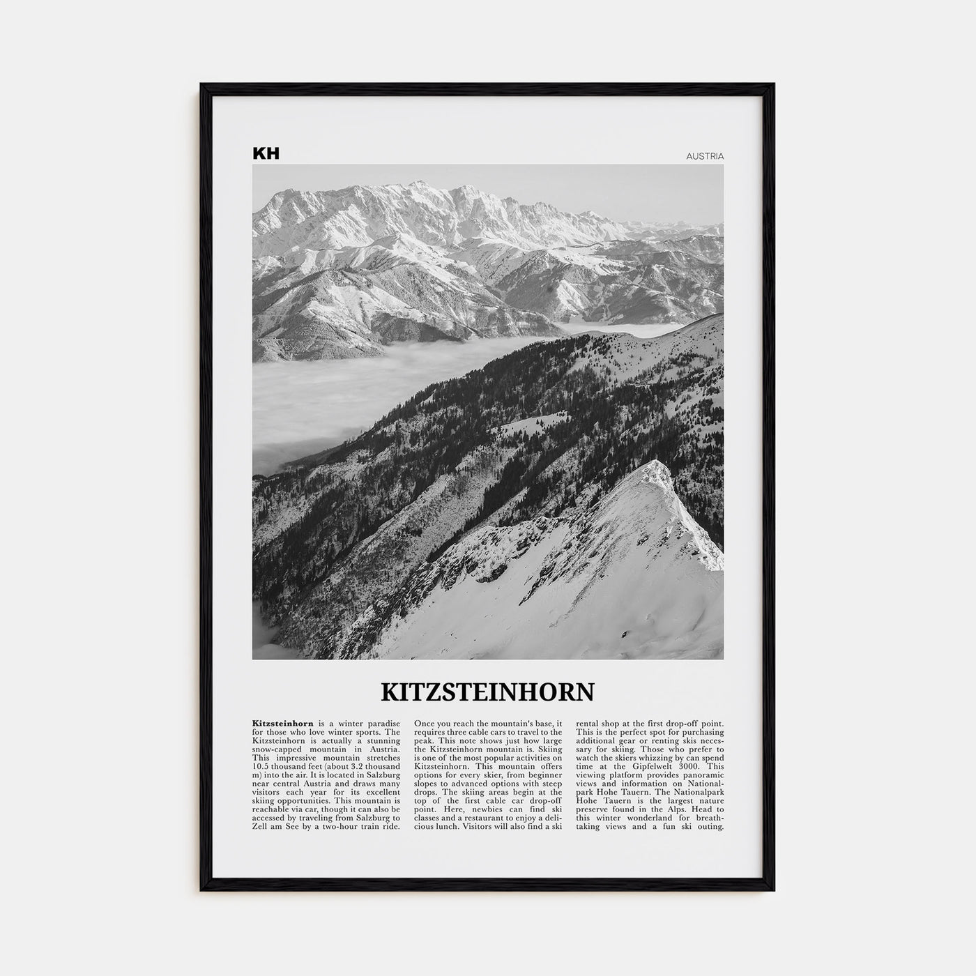 Kitzsteinhorn Travel B&W Poster