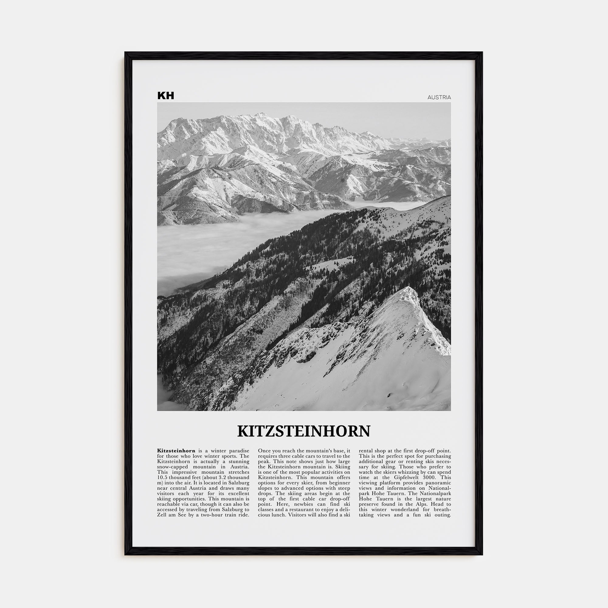 Kitzsteinhorn Travel B&W Poster