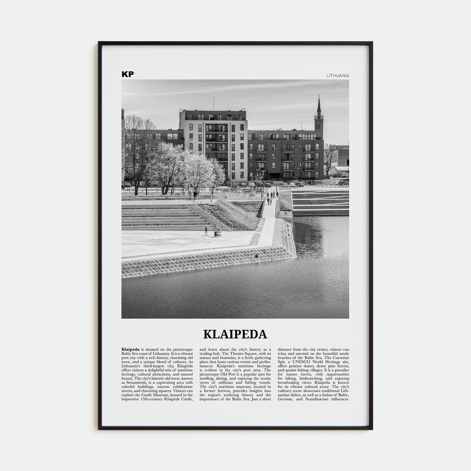 Klaipeda Travel B&W Poster