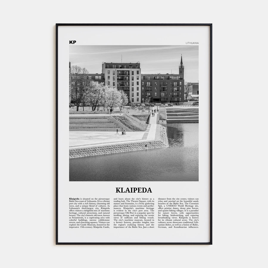 Klaipeda Travel B&W Poster