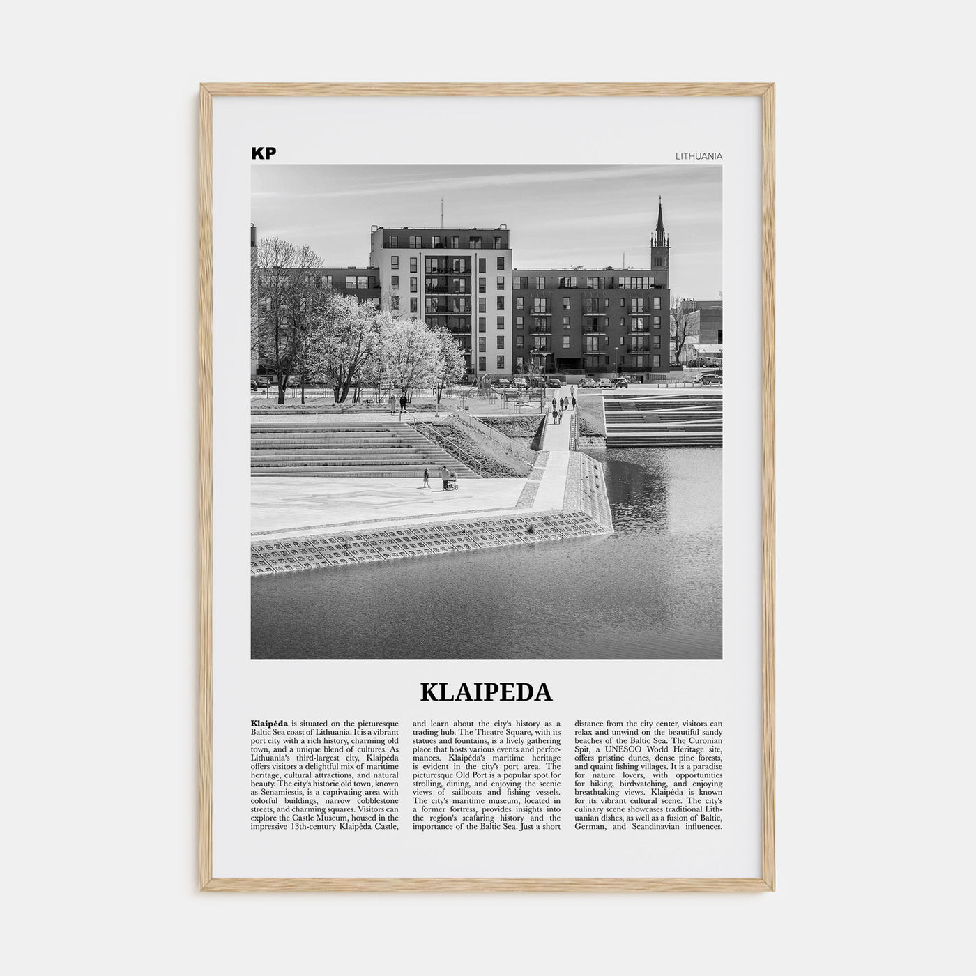 Klaipeda Travel B&W Poster