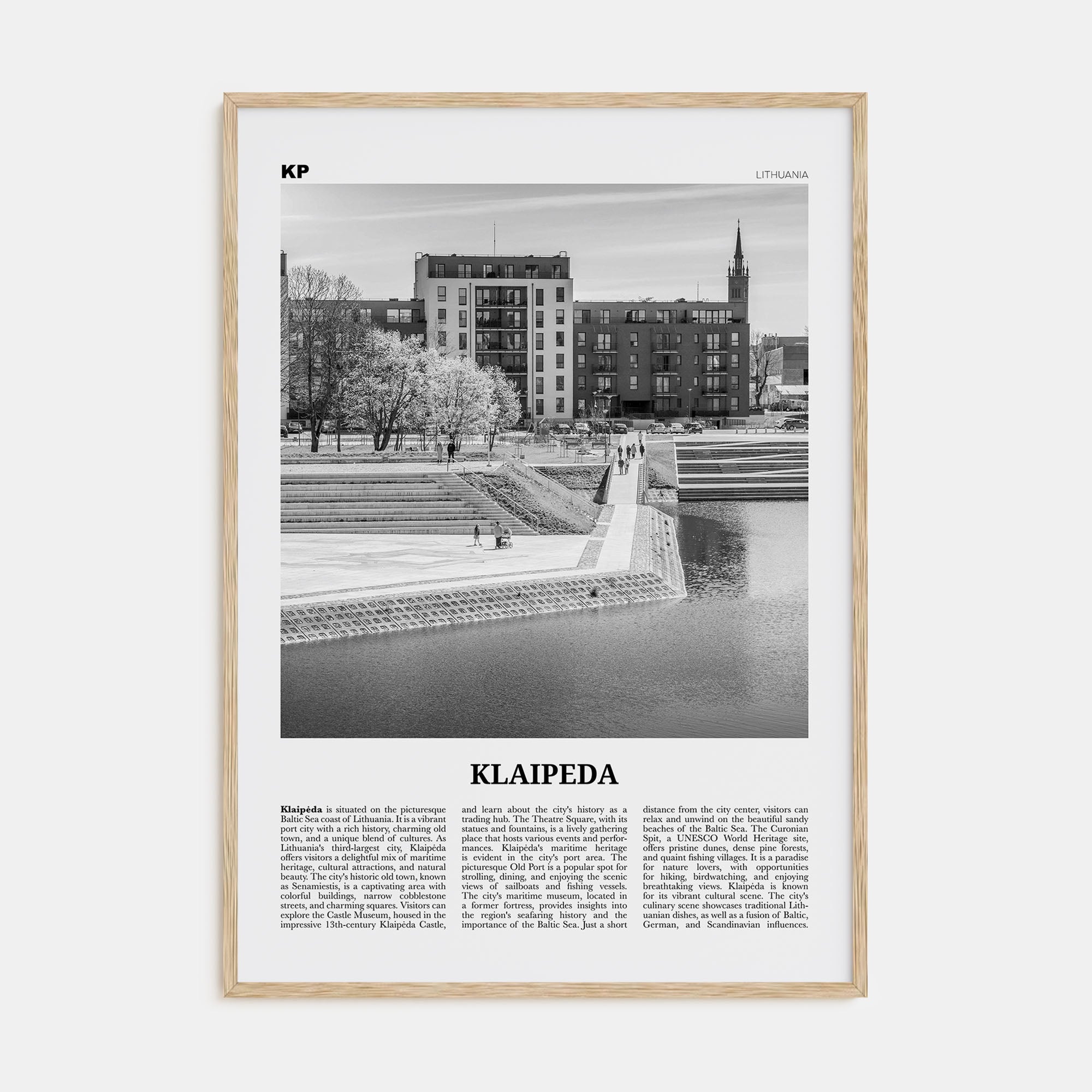 Klaipeda Travel B&W Poster