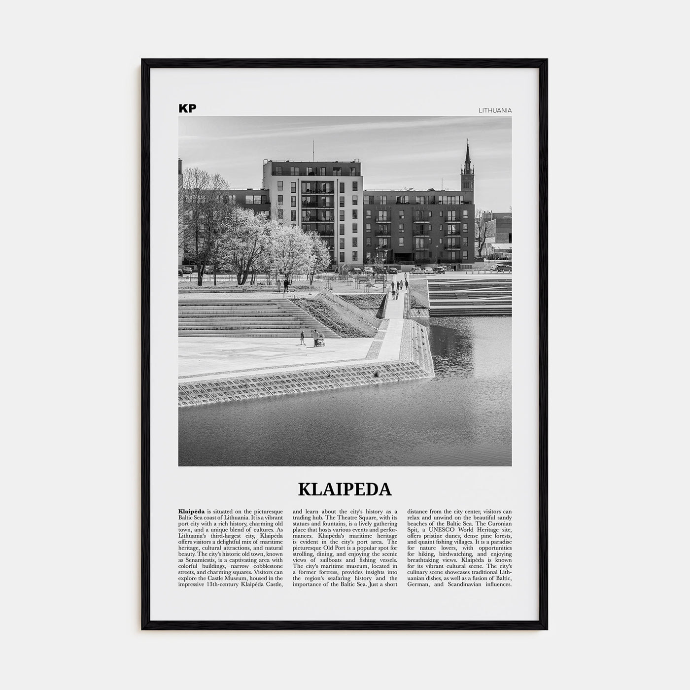 Klaipeda Travel B&W Poster