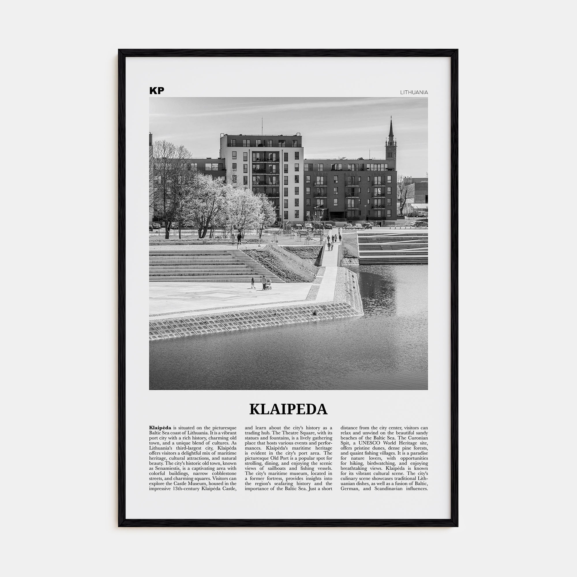Klaipeda Travel B&W Poster