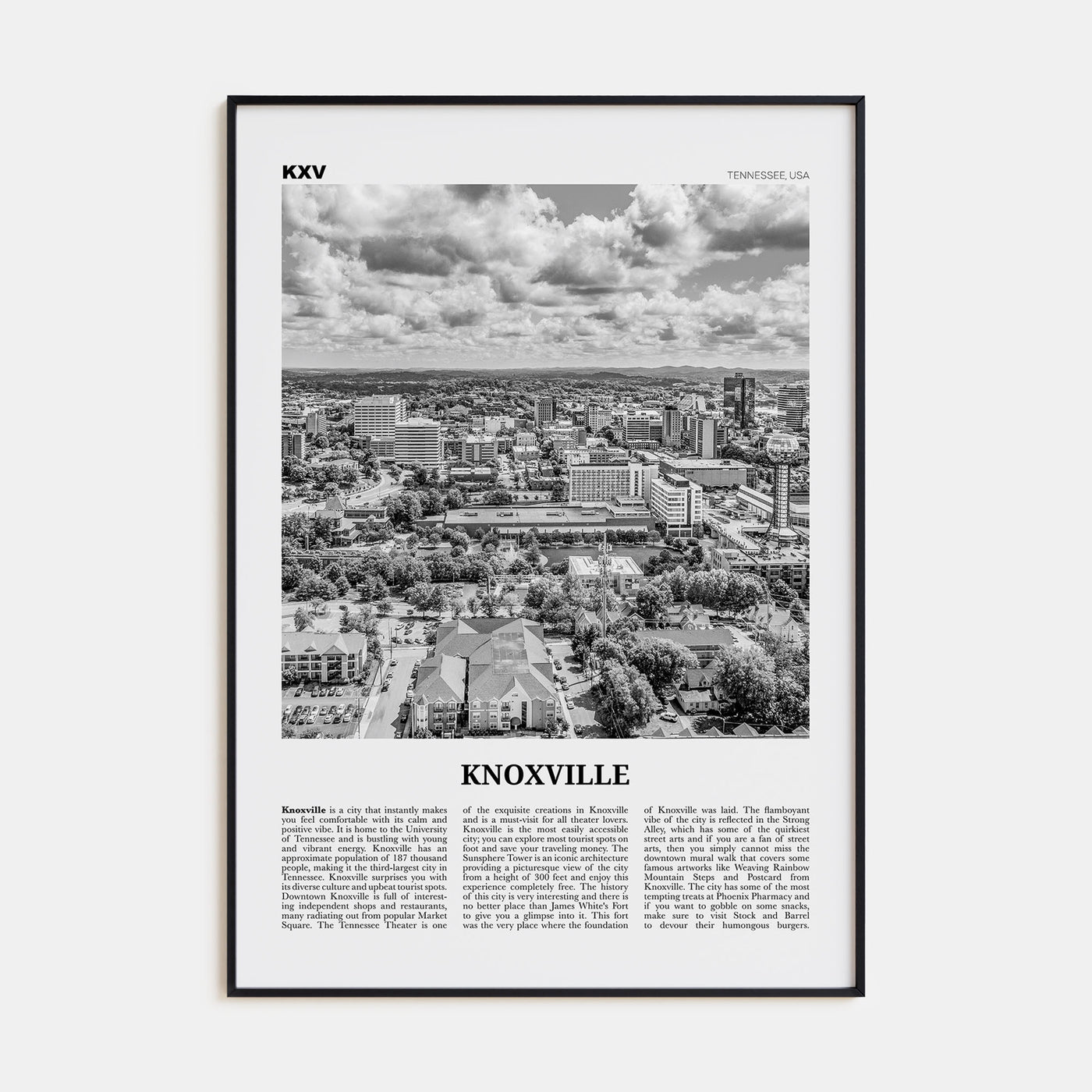 Knoxville Travel B&W No 2 Poster