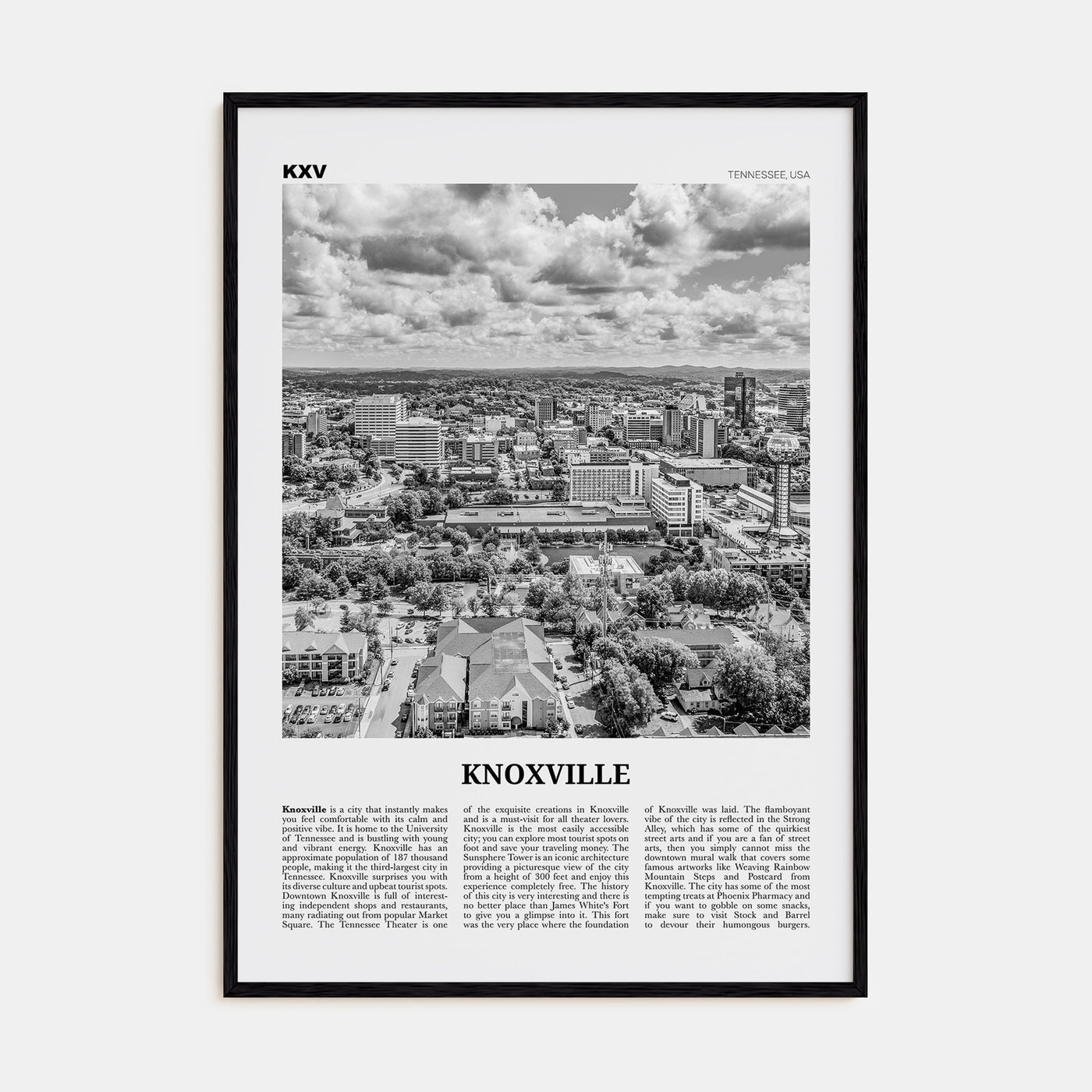 Knoxville Travel B&W No 2 Poster