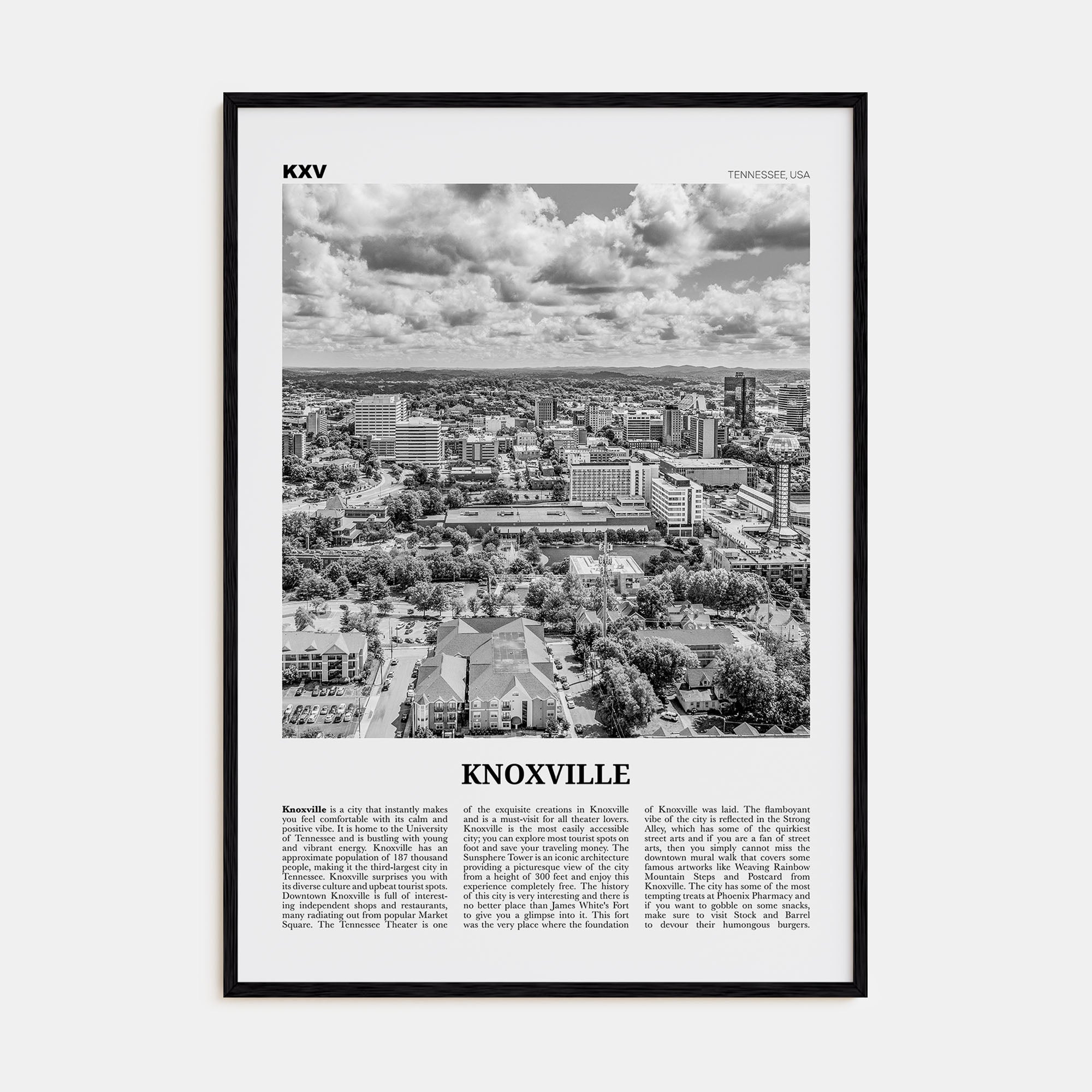 Knoxville Travel B&W No 2 Poster