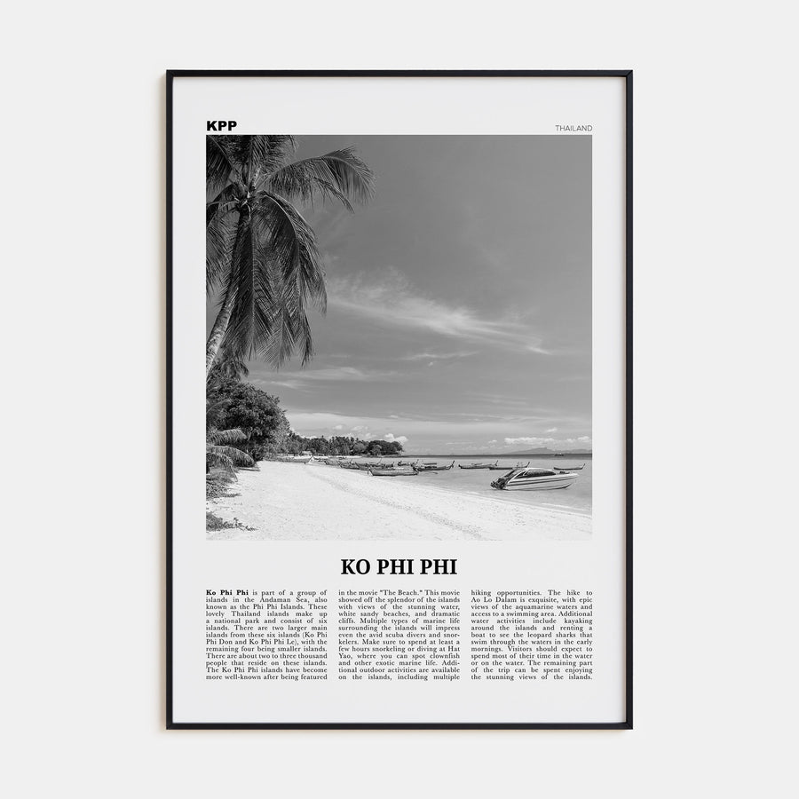 Ko Phi Phi Travel B&W Poster