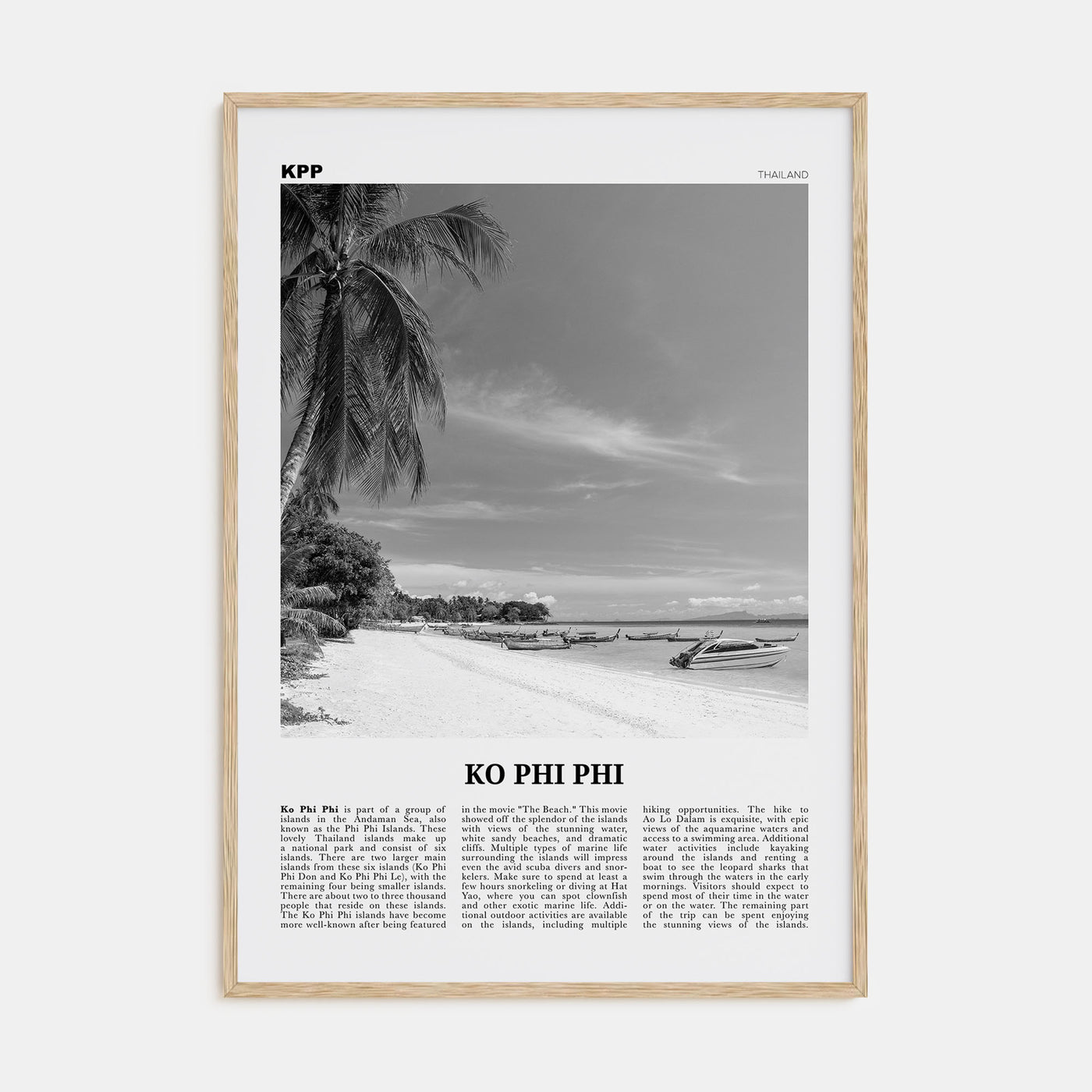 Ko Phi Phi Travel B&W Poster