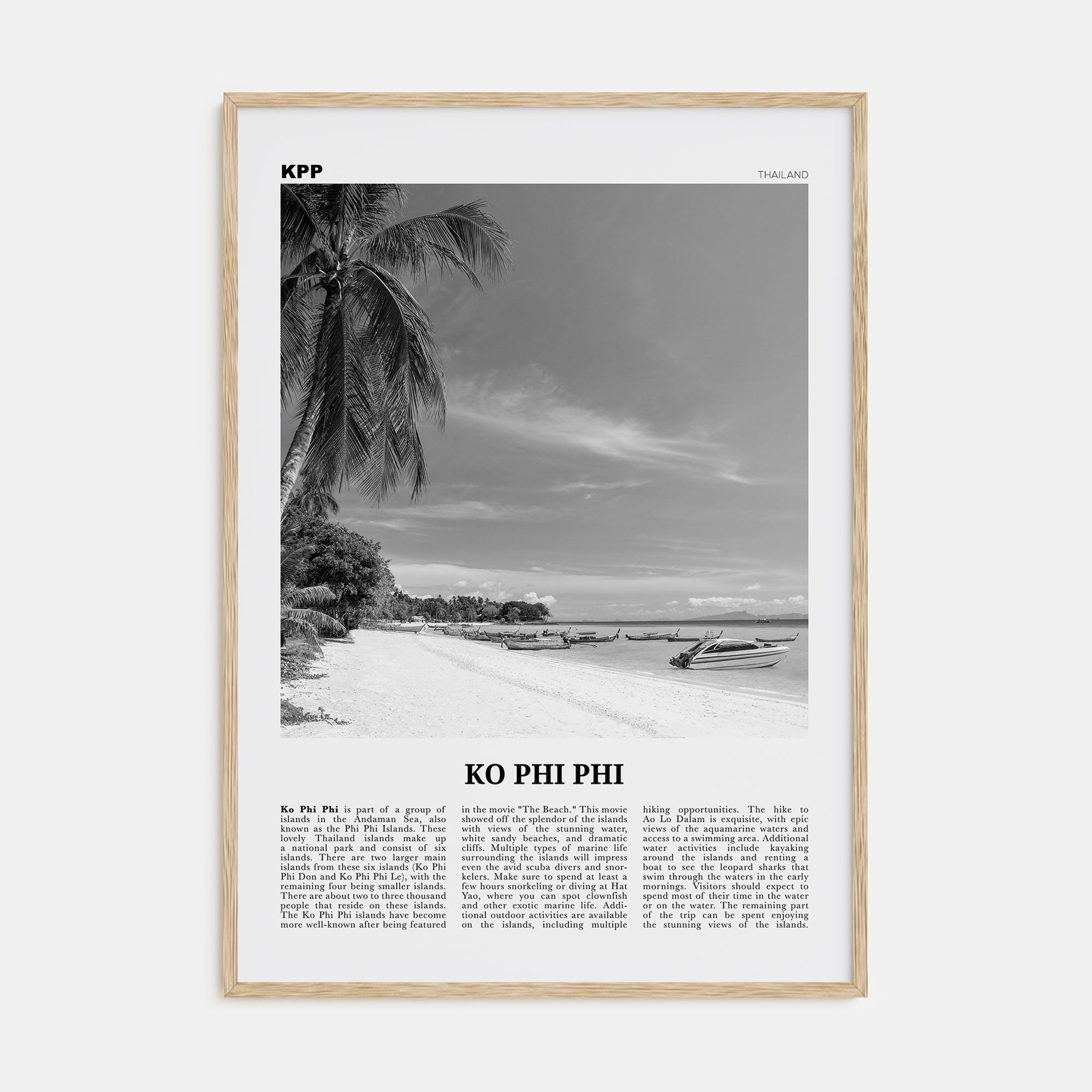 Ko Phi Phi Travel B&W Poster