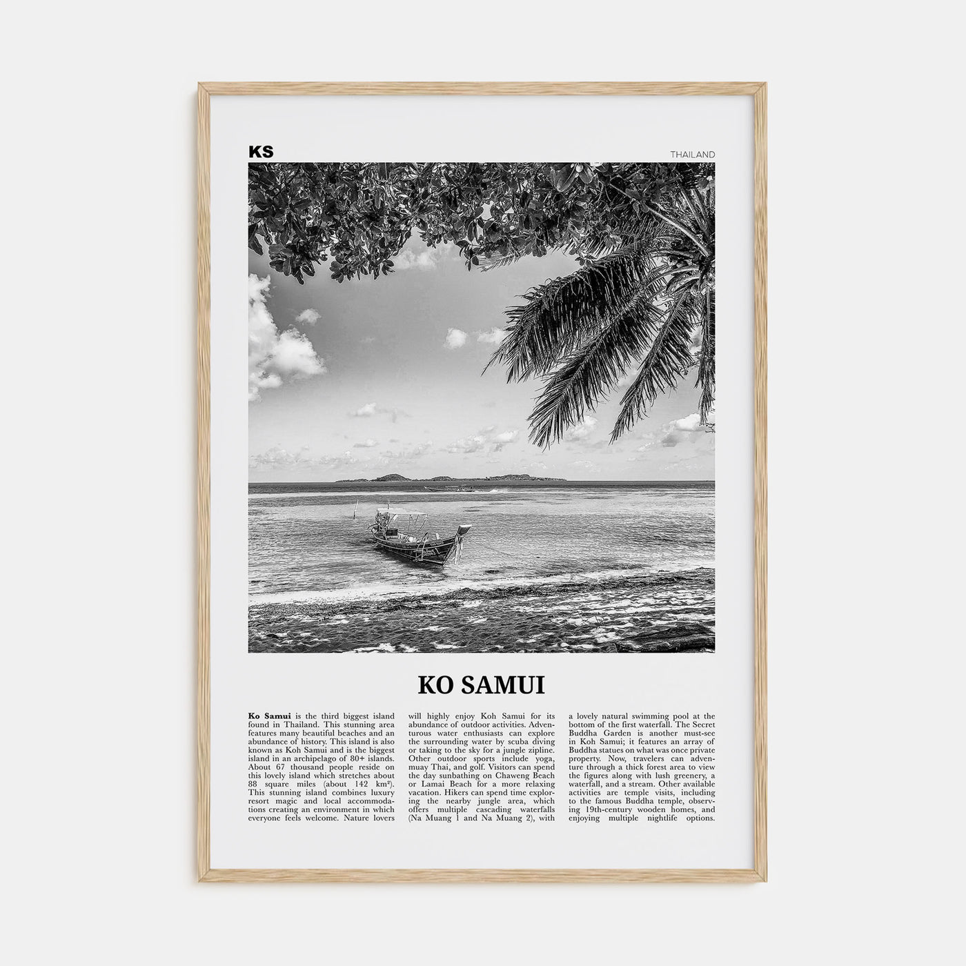 Ko Samui Travel B&W Poster