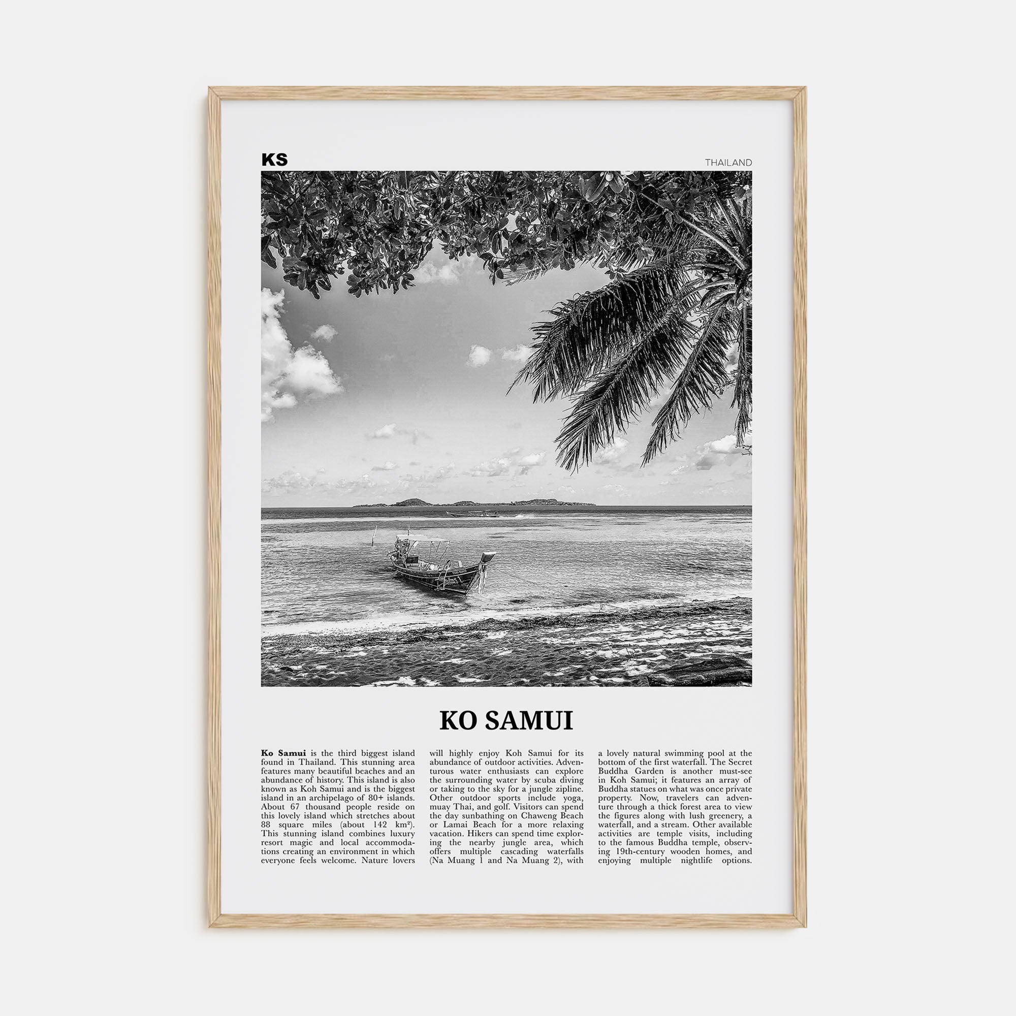 Ko Samui Travel B&W Poster