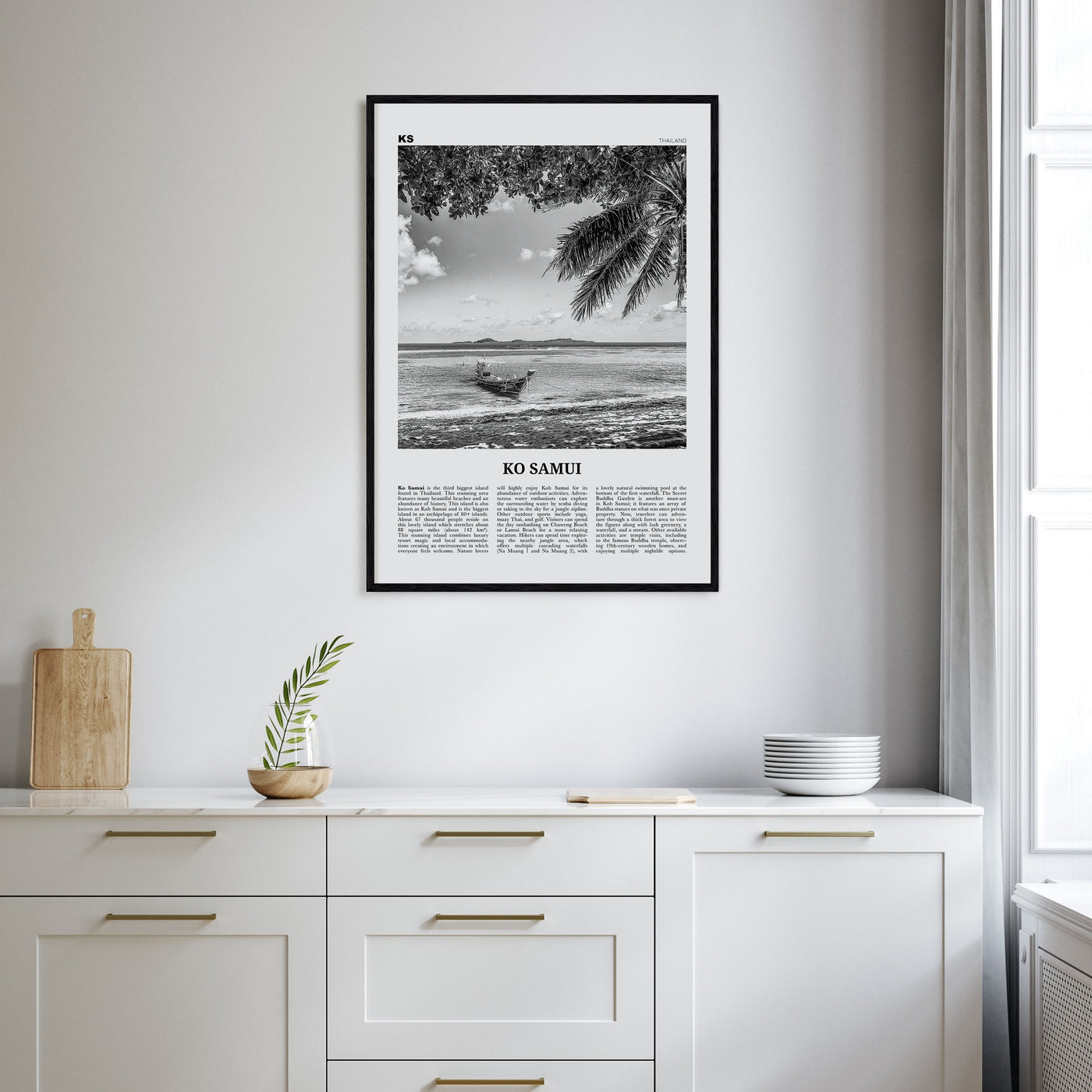 Ko Samui Travel B&W Poster