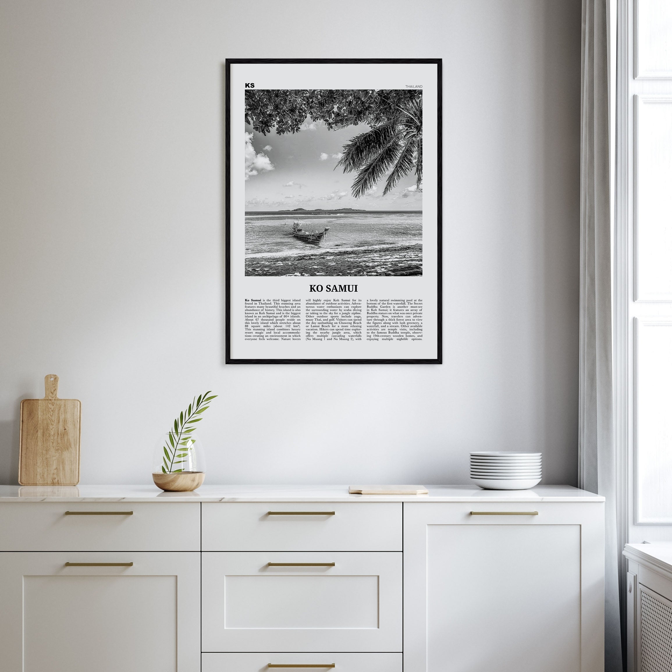 Ko Samui Travel B&W Poster