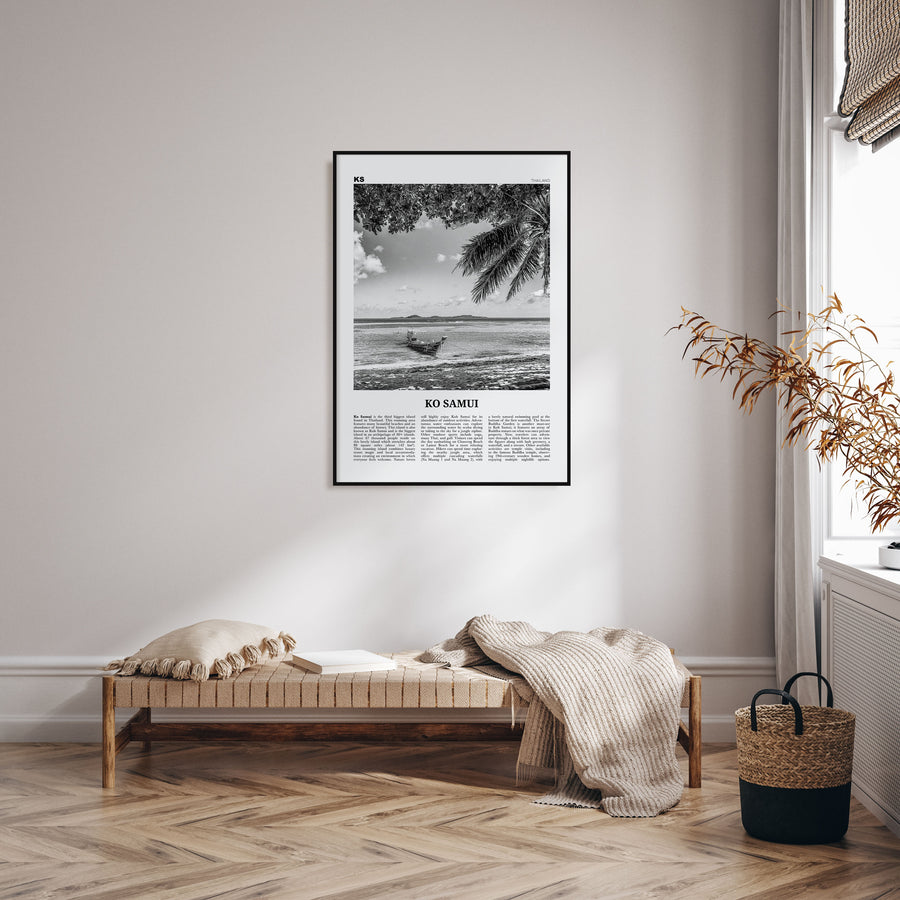 Ko Samui Travel B&W Poster