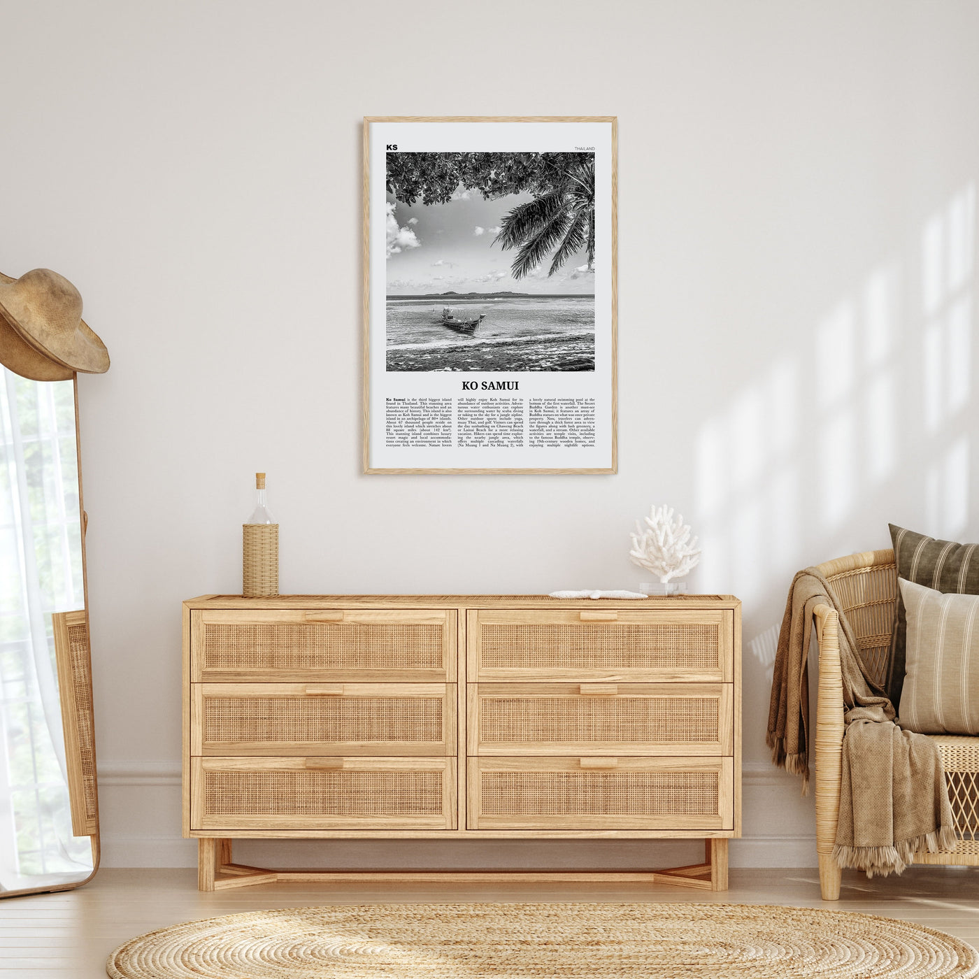 Ko Samui Travel B&W Poster