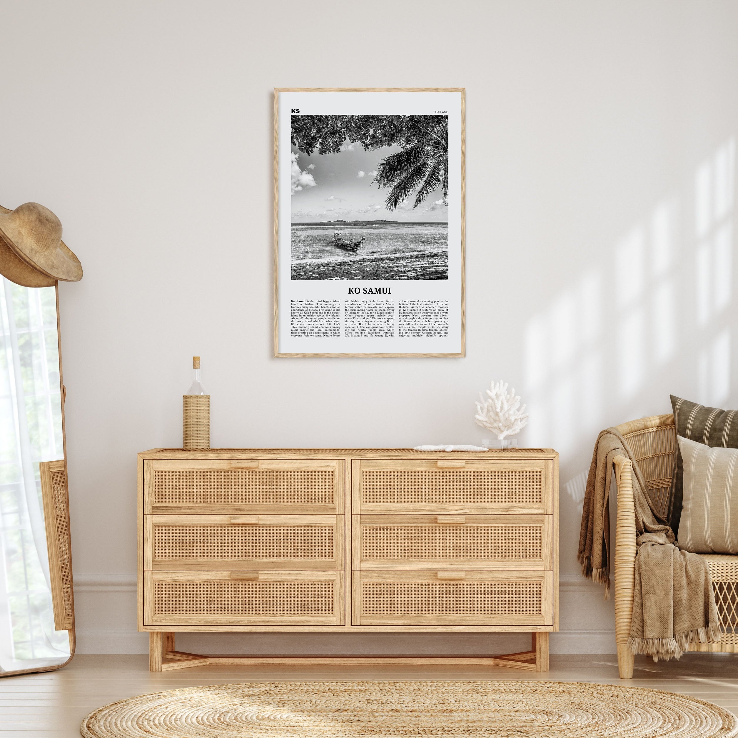 Ko Samui Travel B&W Poster