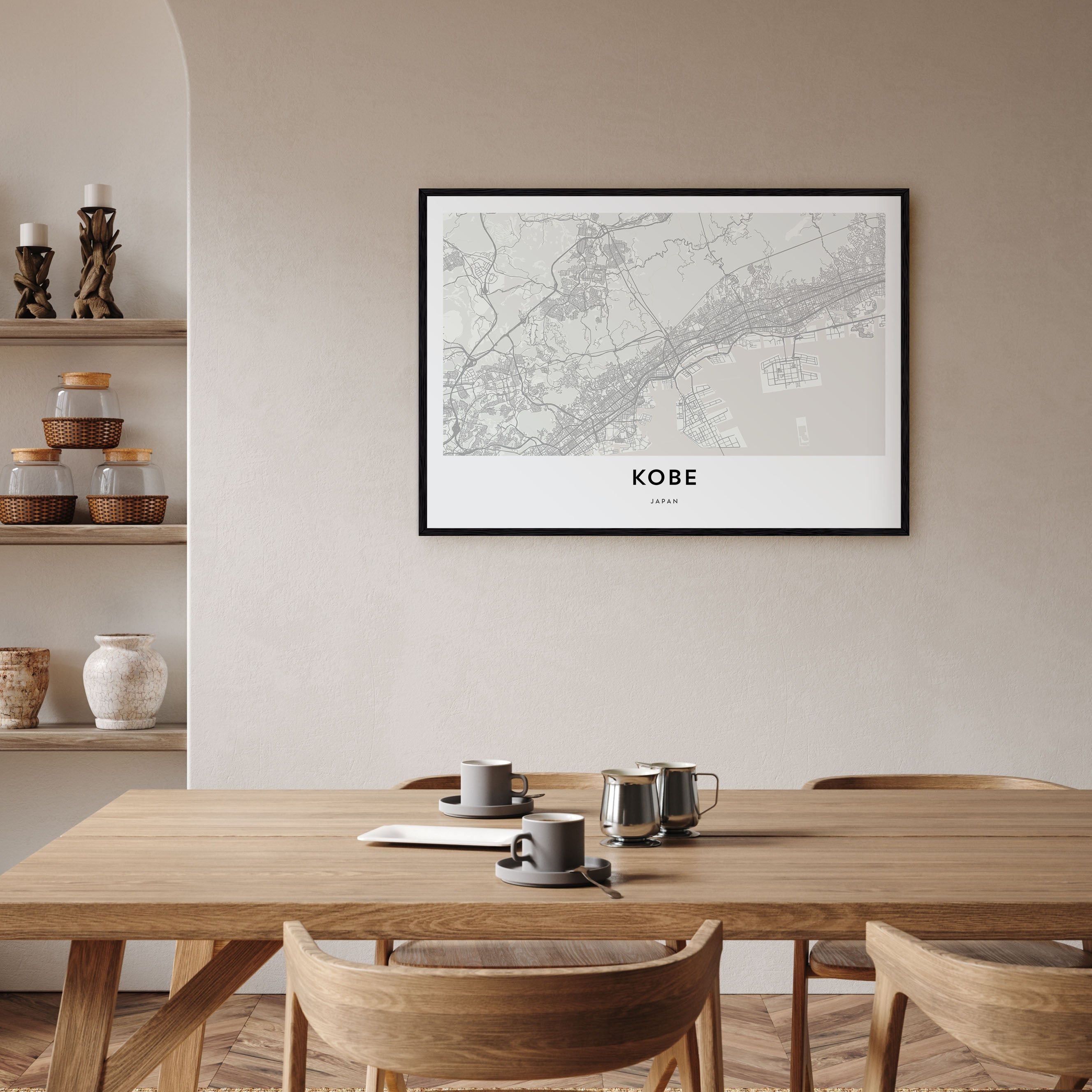Kobe Map Landscape Poster