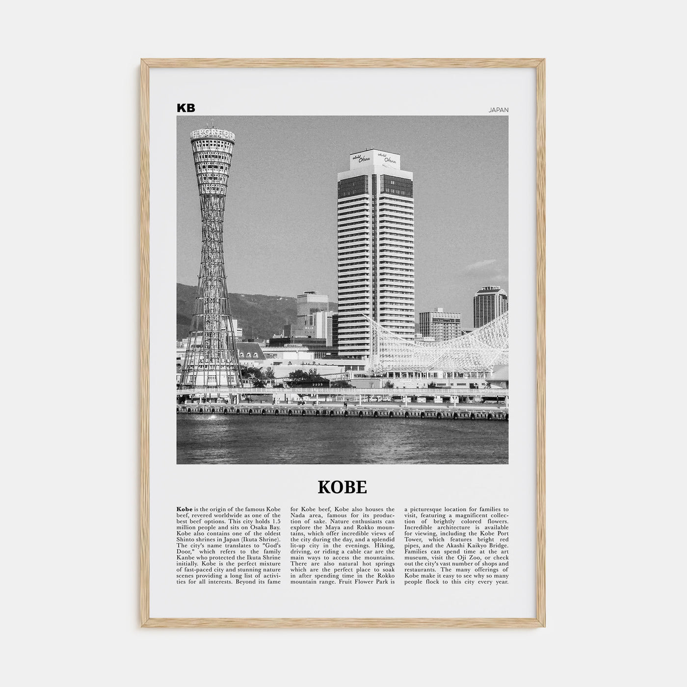 Kobe Travel B&W Poster