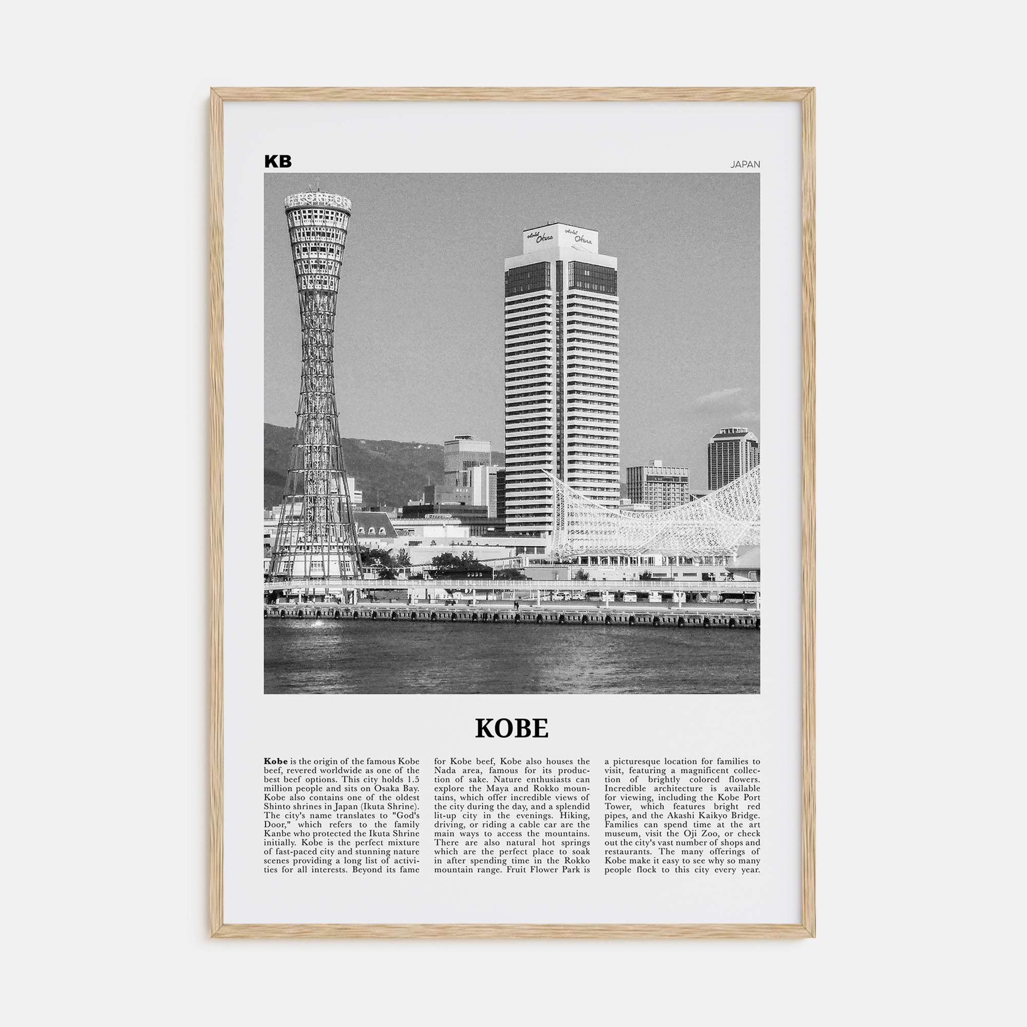 Kobe Travel B&W Poster
