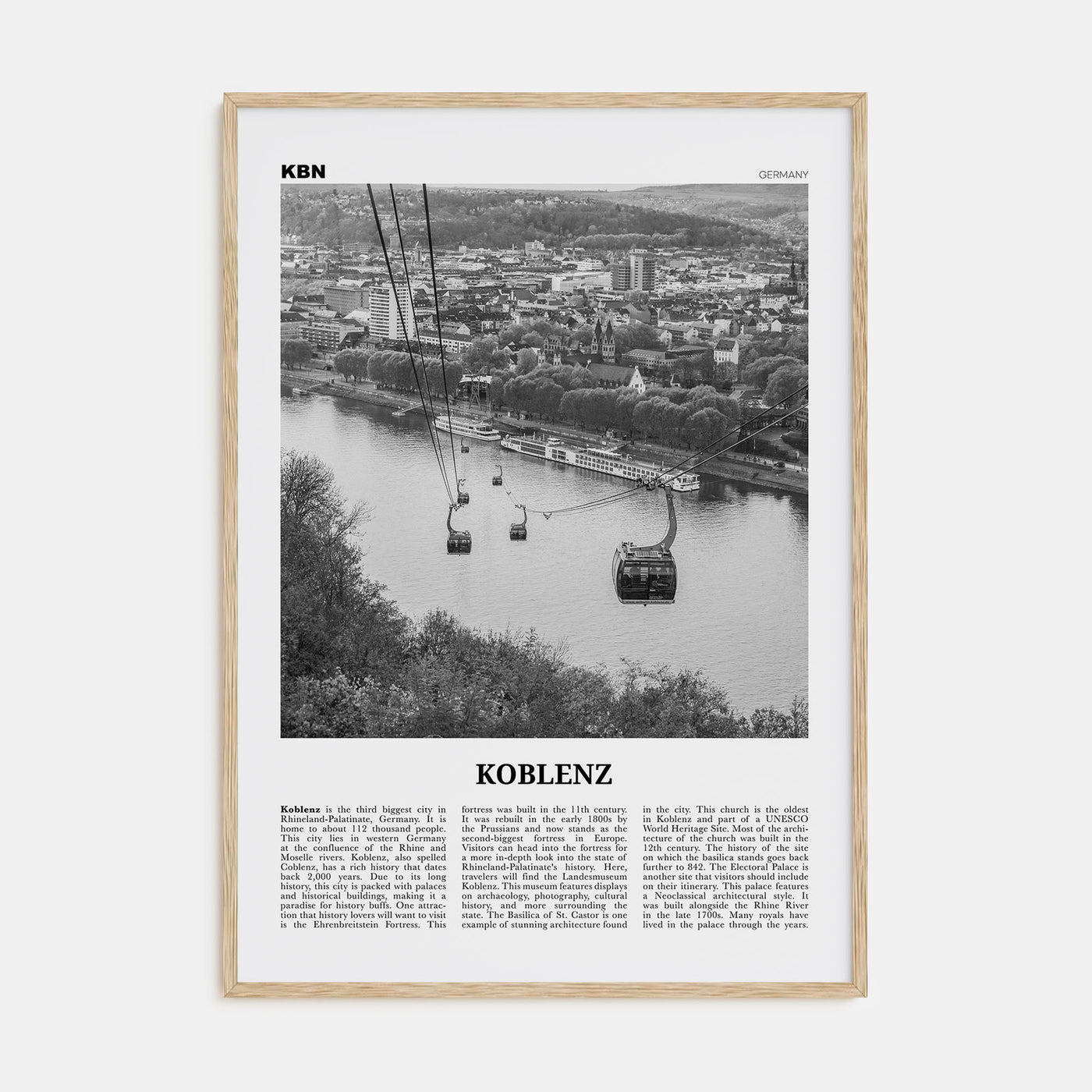 Koblenz Travel B&W Poster