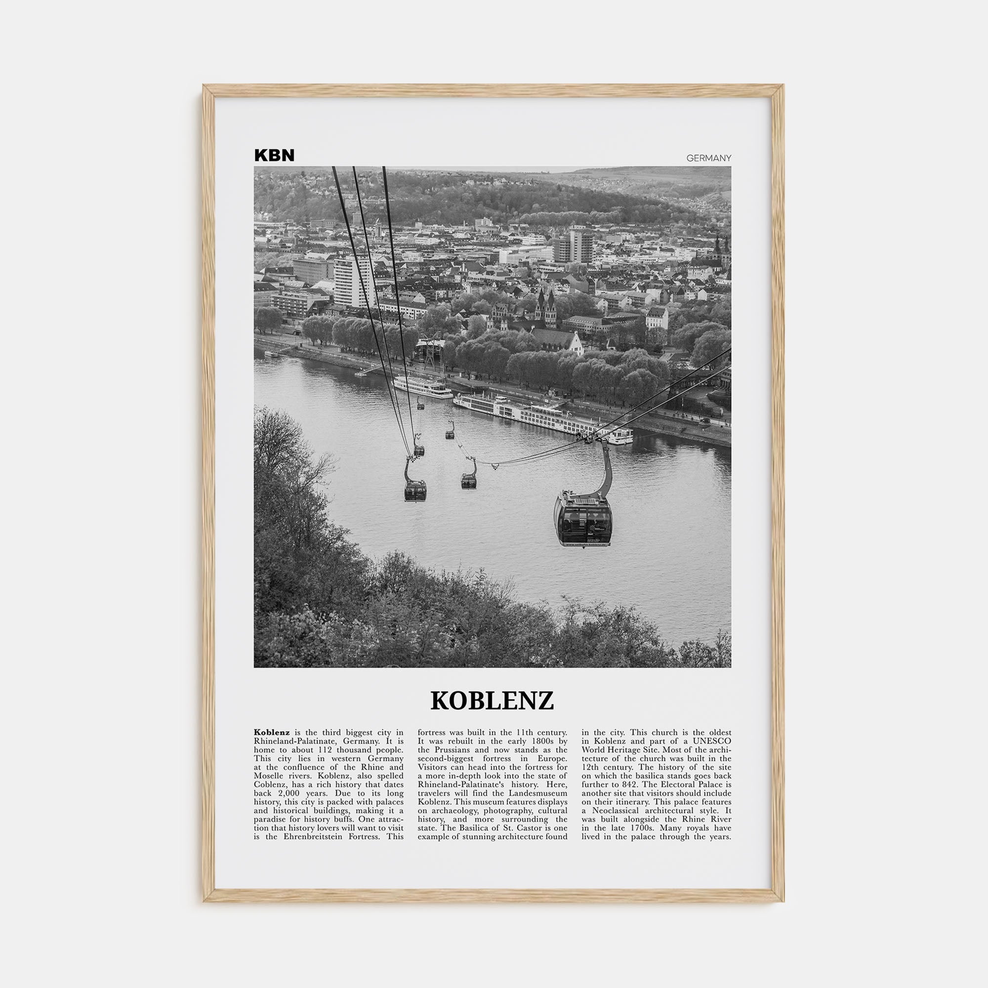 Koblenz Travel B&W Poster