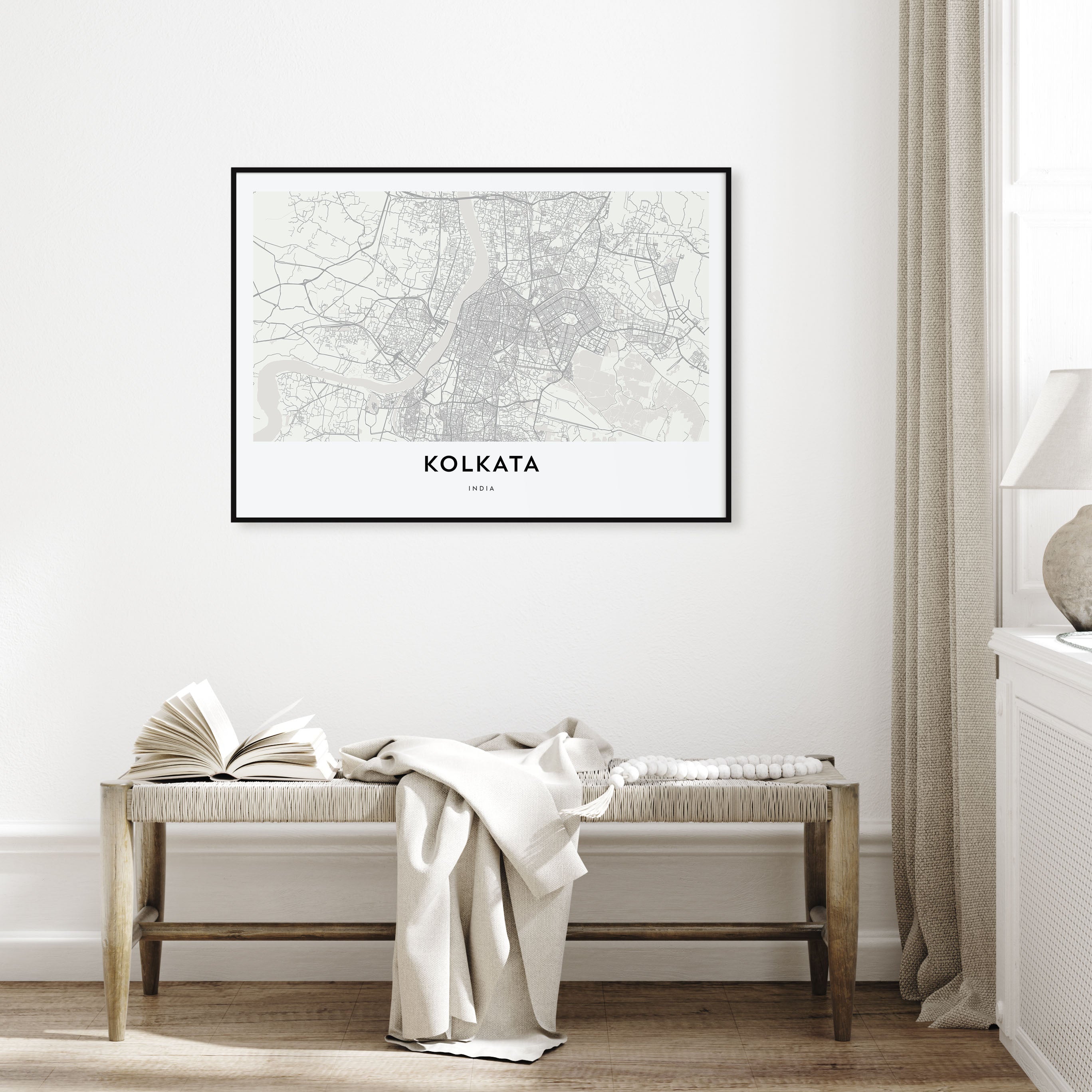 Kolkata Map Landscape Poster