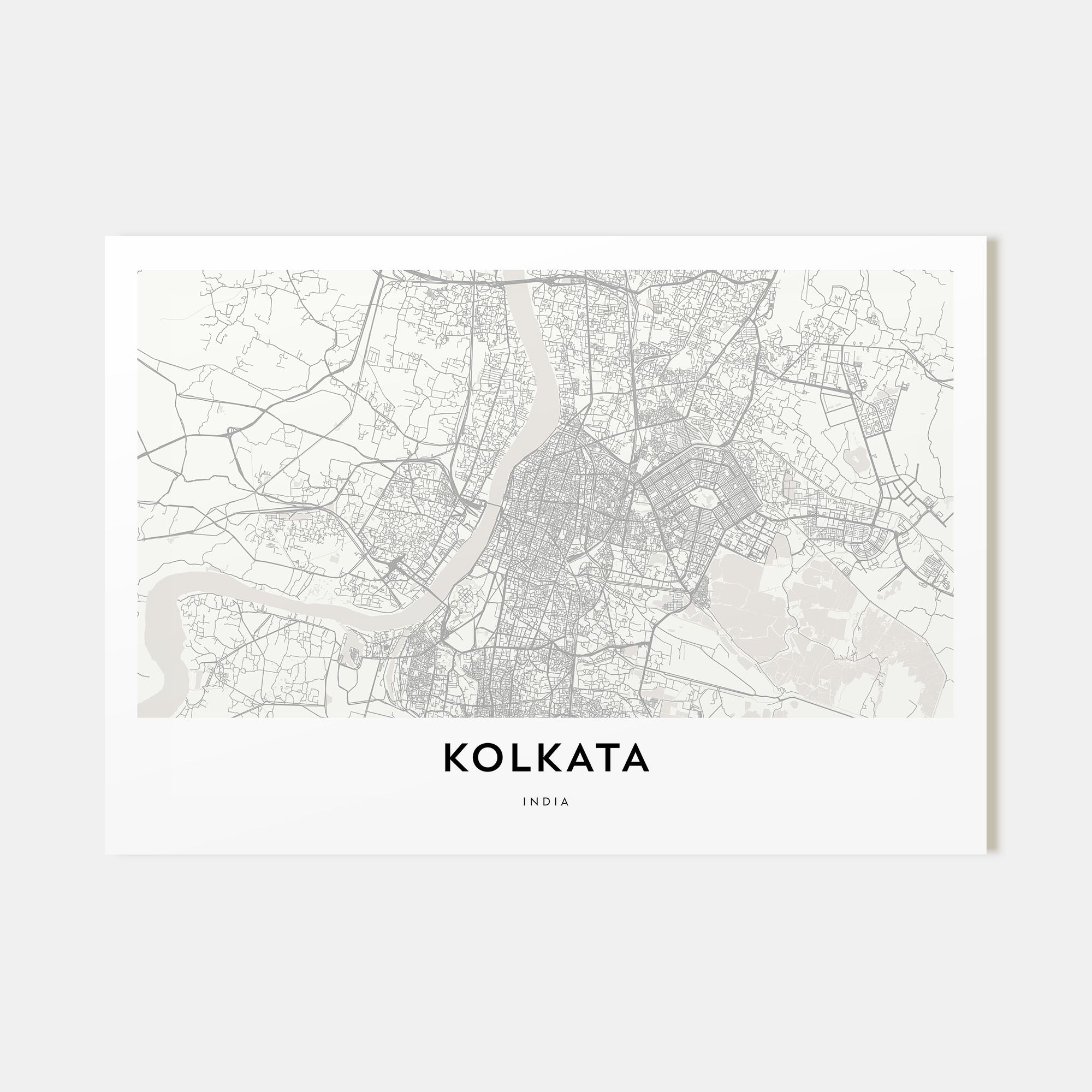 Kolkata Map Landscape Poster