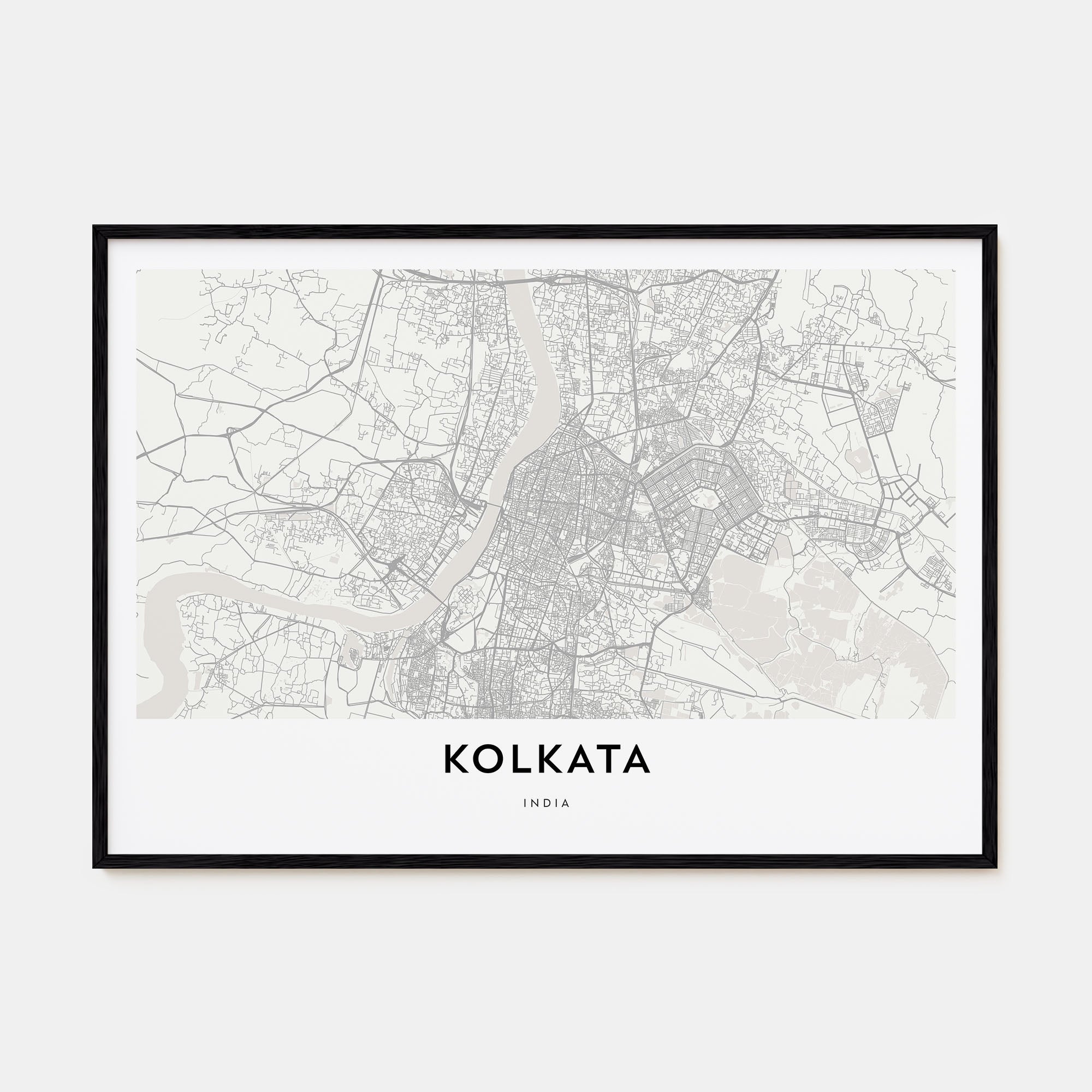 Kolkata Map Landscape Poster