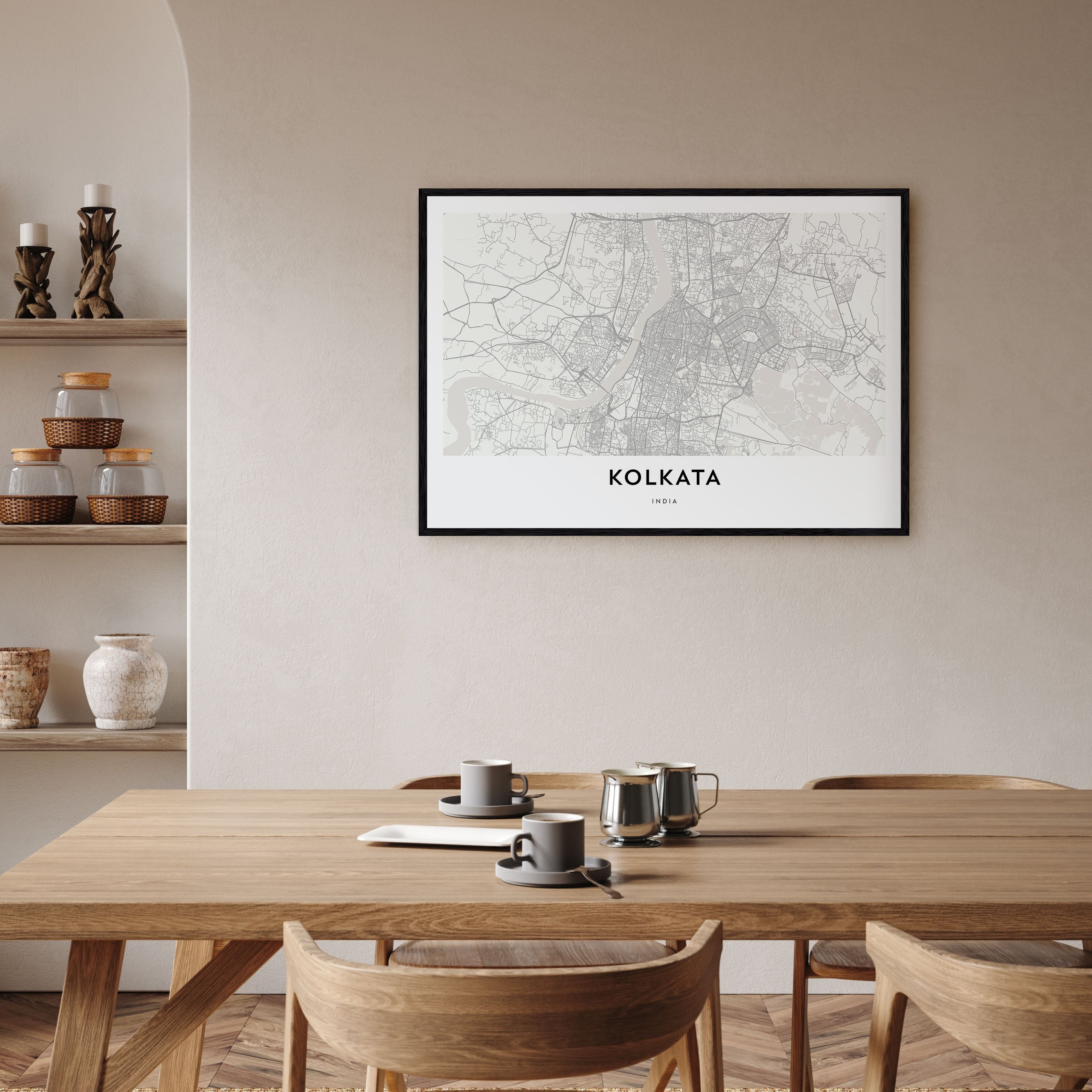 Kolkata Map Landscape Poster
