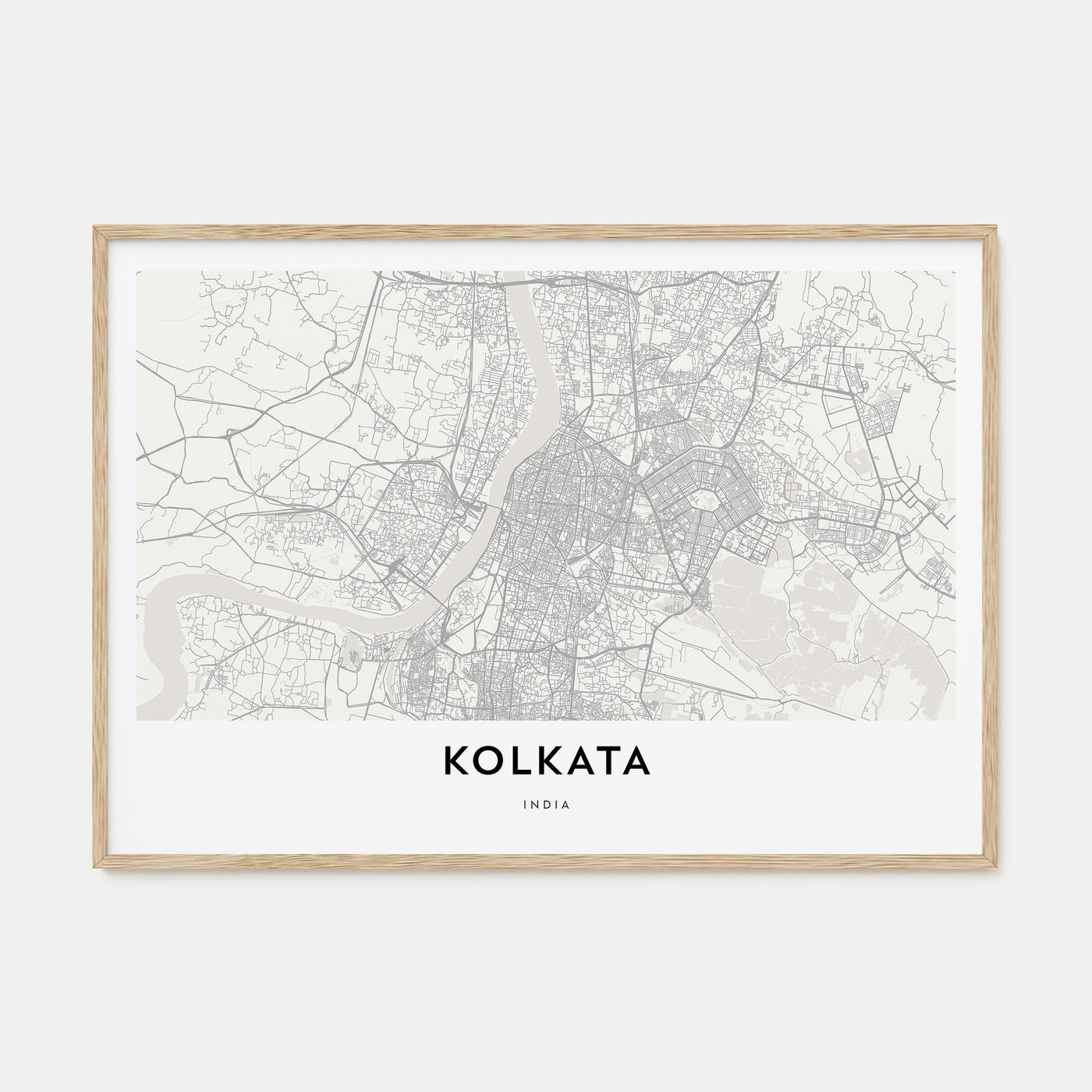 Kolkata Map Landscape Poster