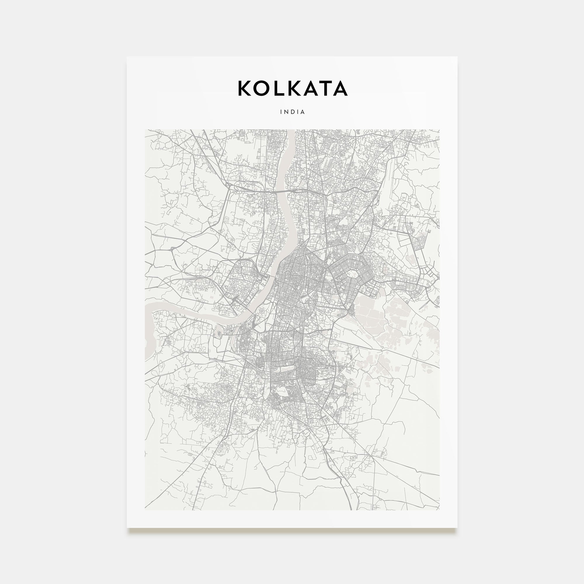 Kolkata Map Portrait Poster