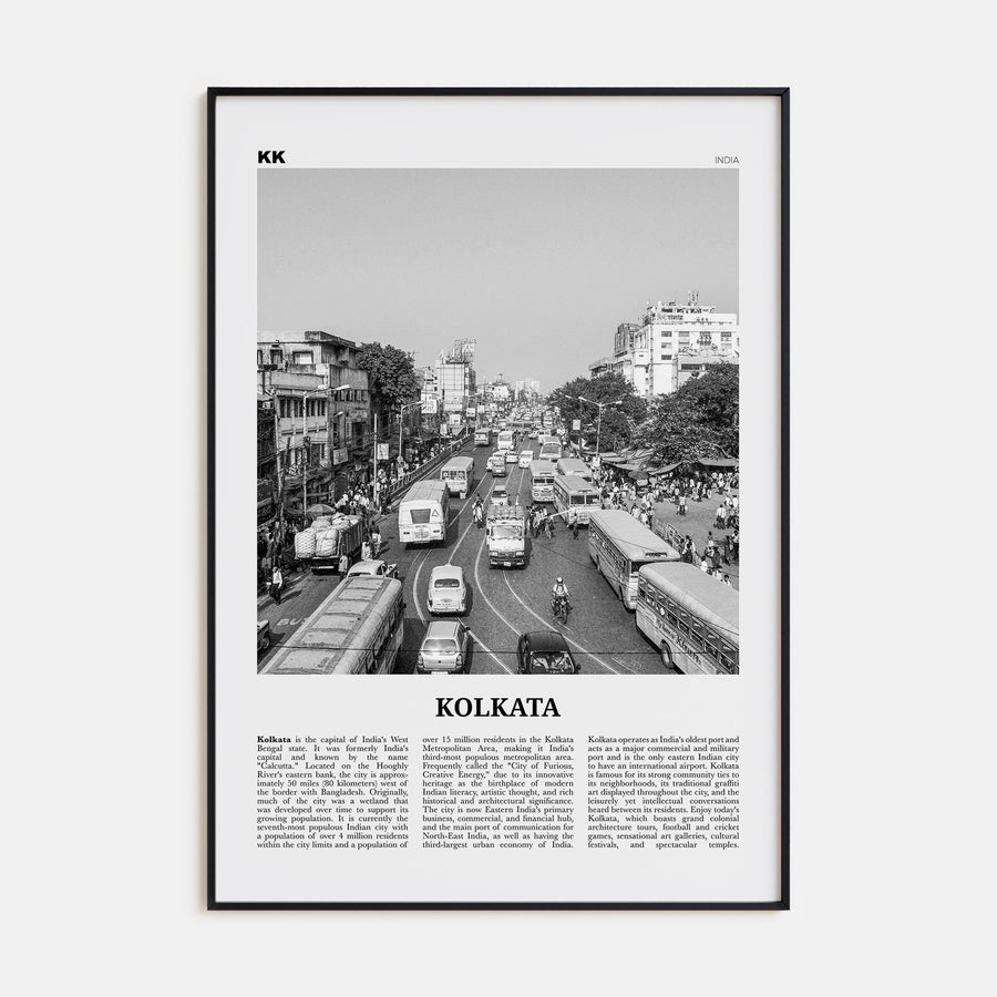 Kolkata Travel B&W Poster