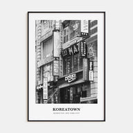 Koreatown, New York Portrait B&W Poster