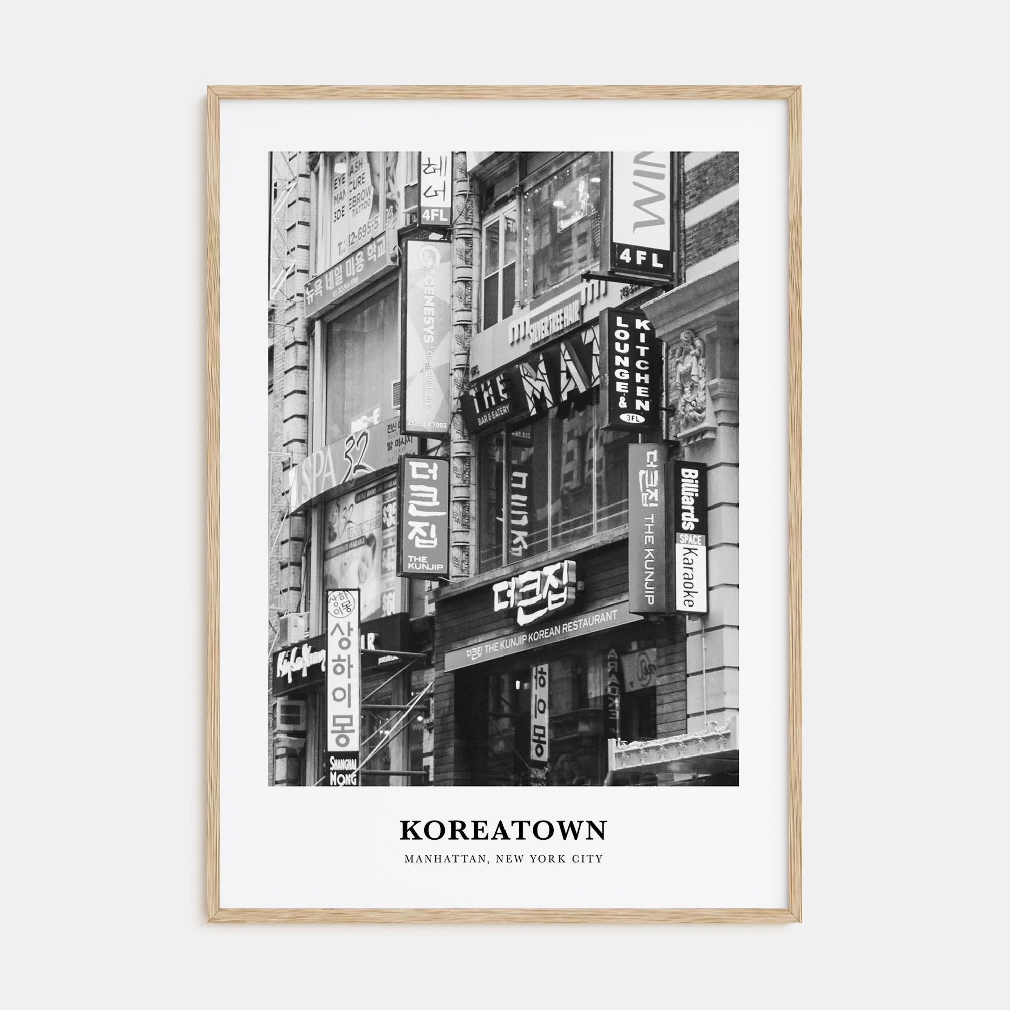 Koreatown, New York Portrait B&W Poster