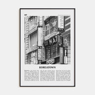 Koreatown, New York Travel B&W Poster