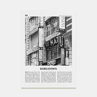 Koreatown, New York Travel B&W Poster