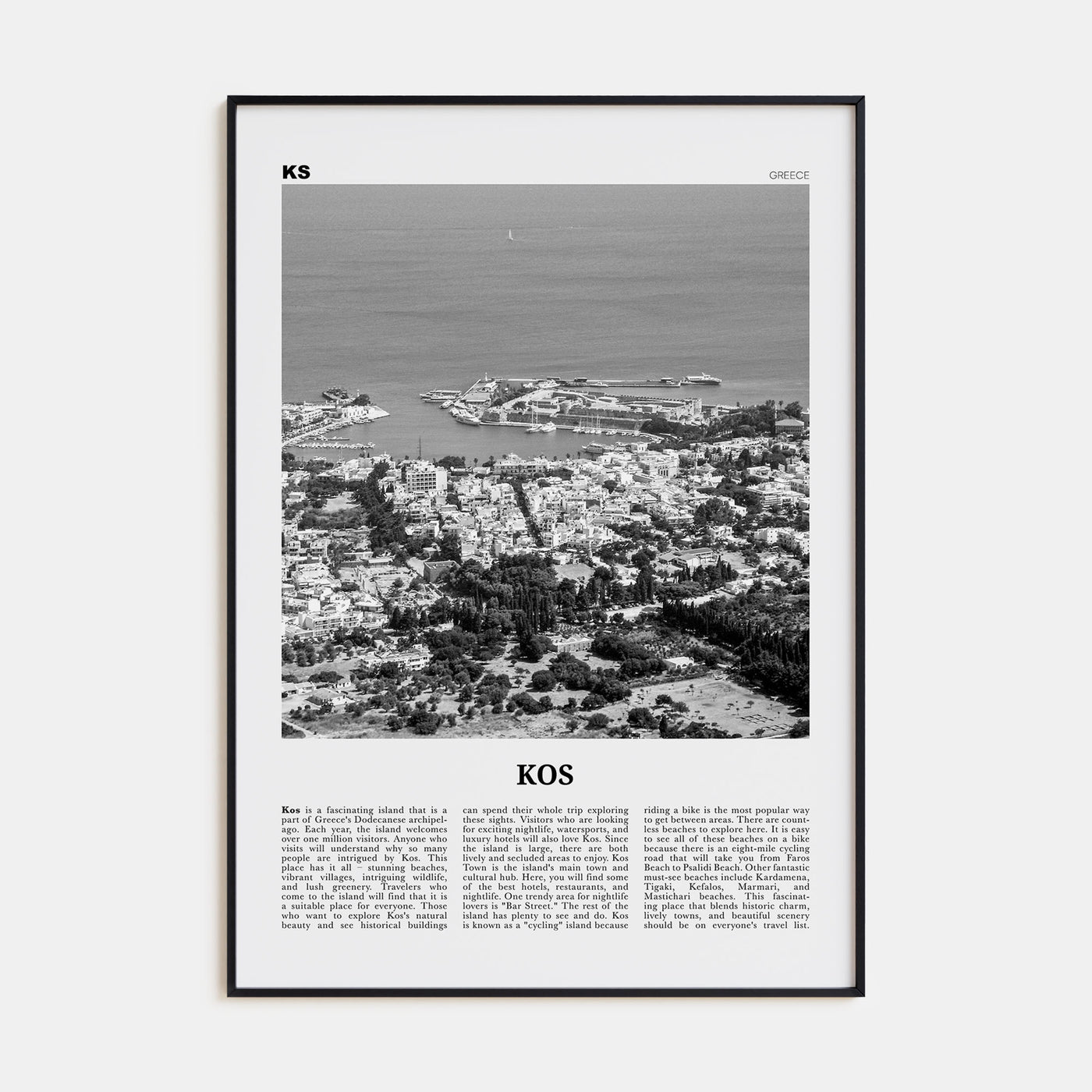 Kos Travel B&W Poster