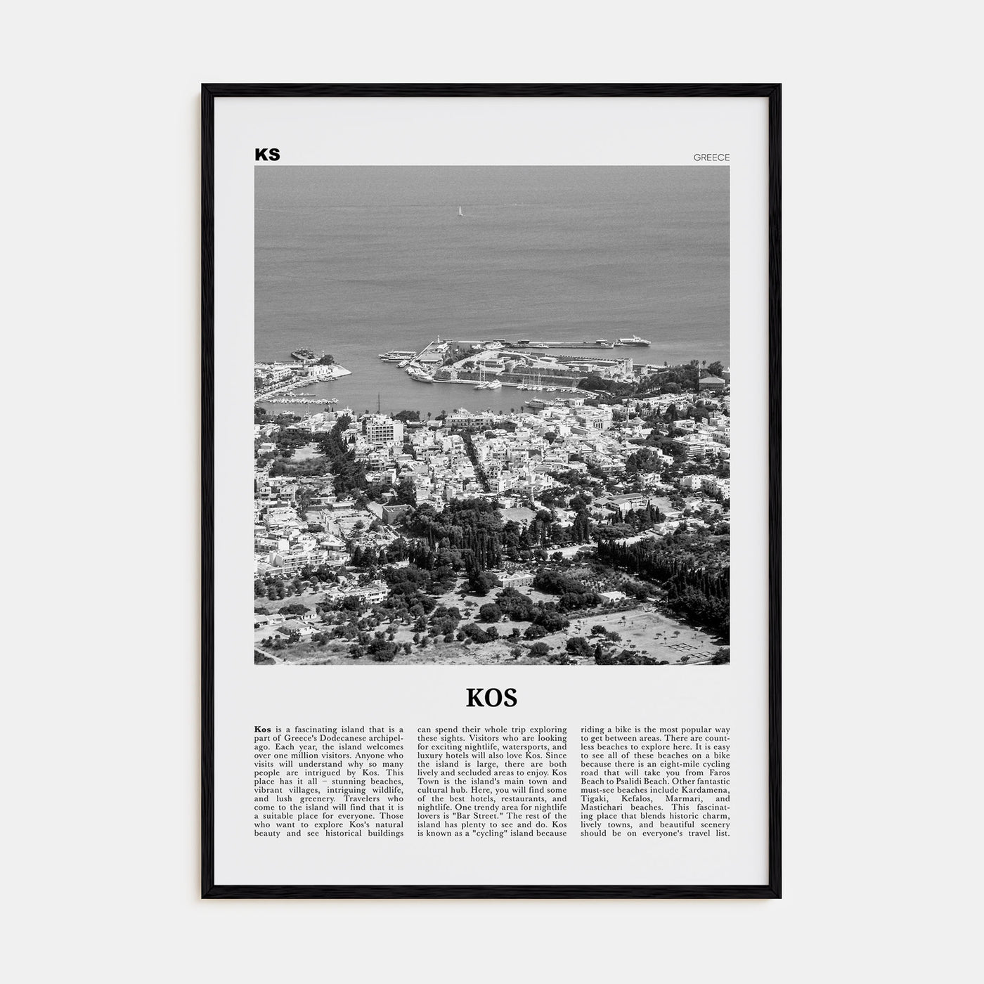 Kos Travel B&W Poster
