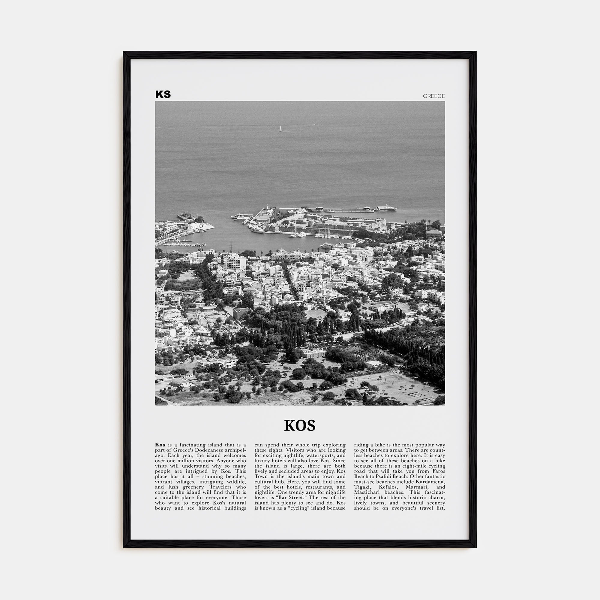 Kos Travel B&W Poster