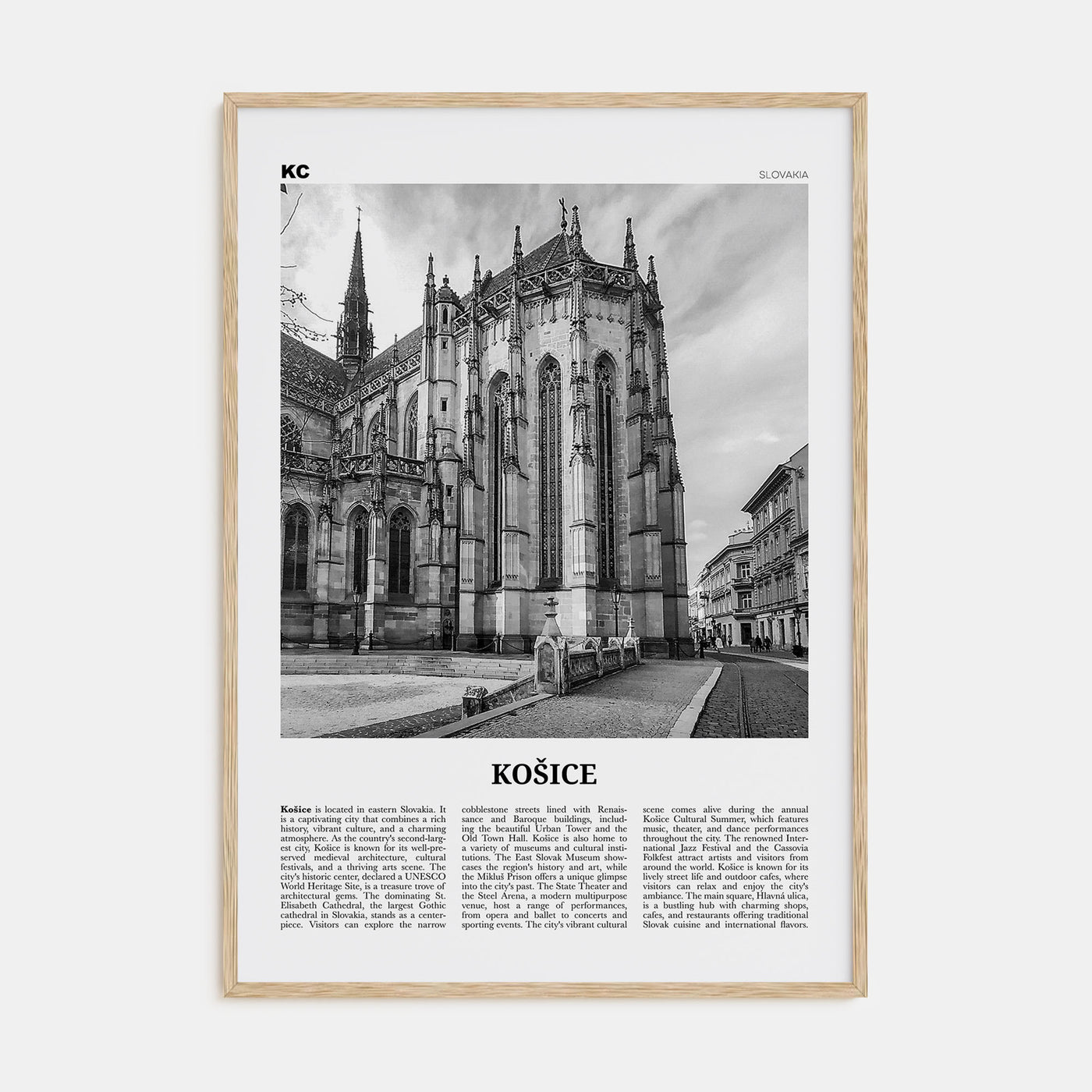 Košice Travel B&W Poster