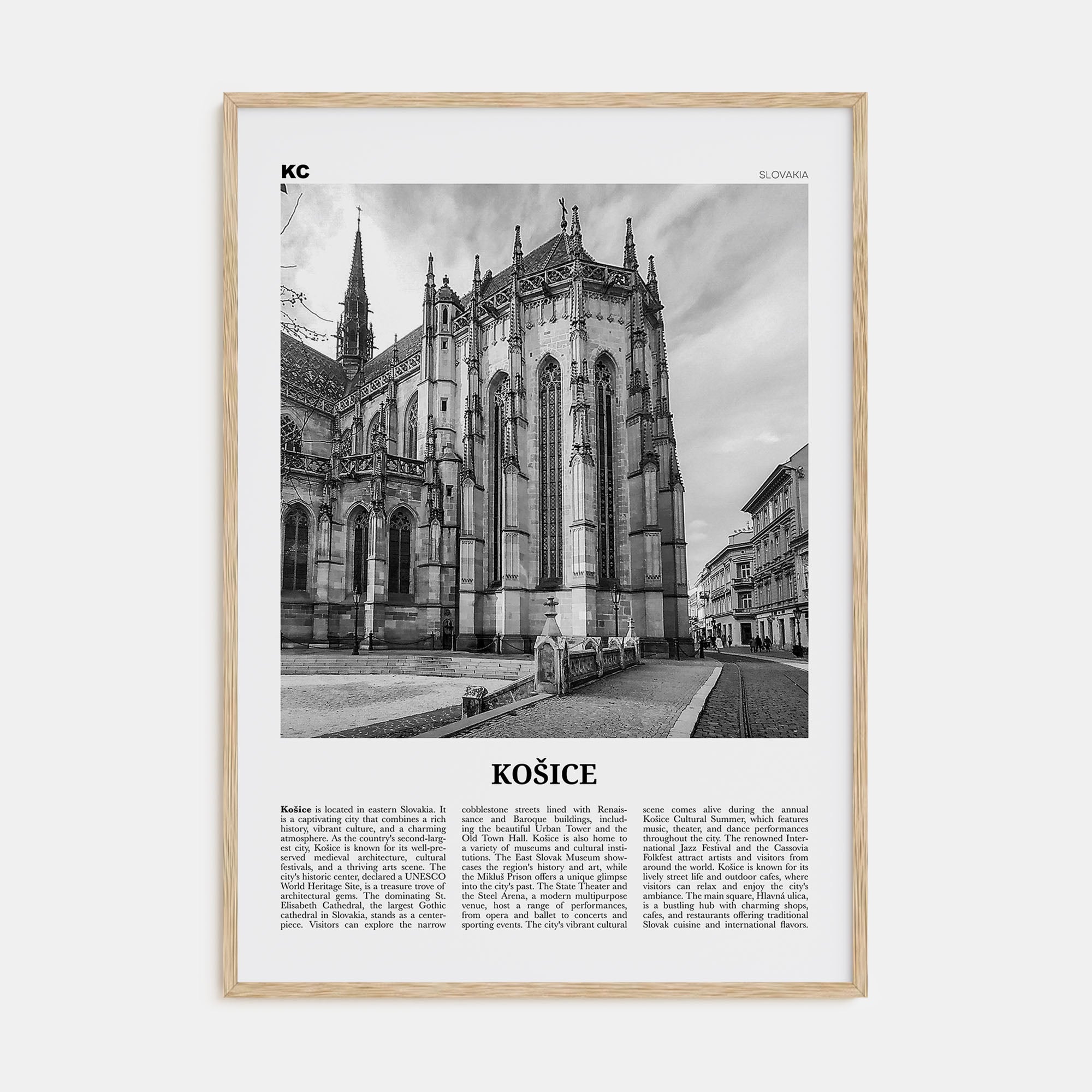 Košice Travel B&W Poster