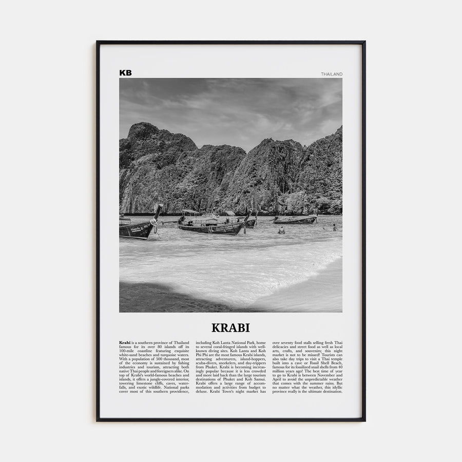 Krabi Travel B&W Poster