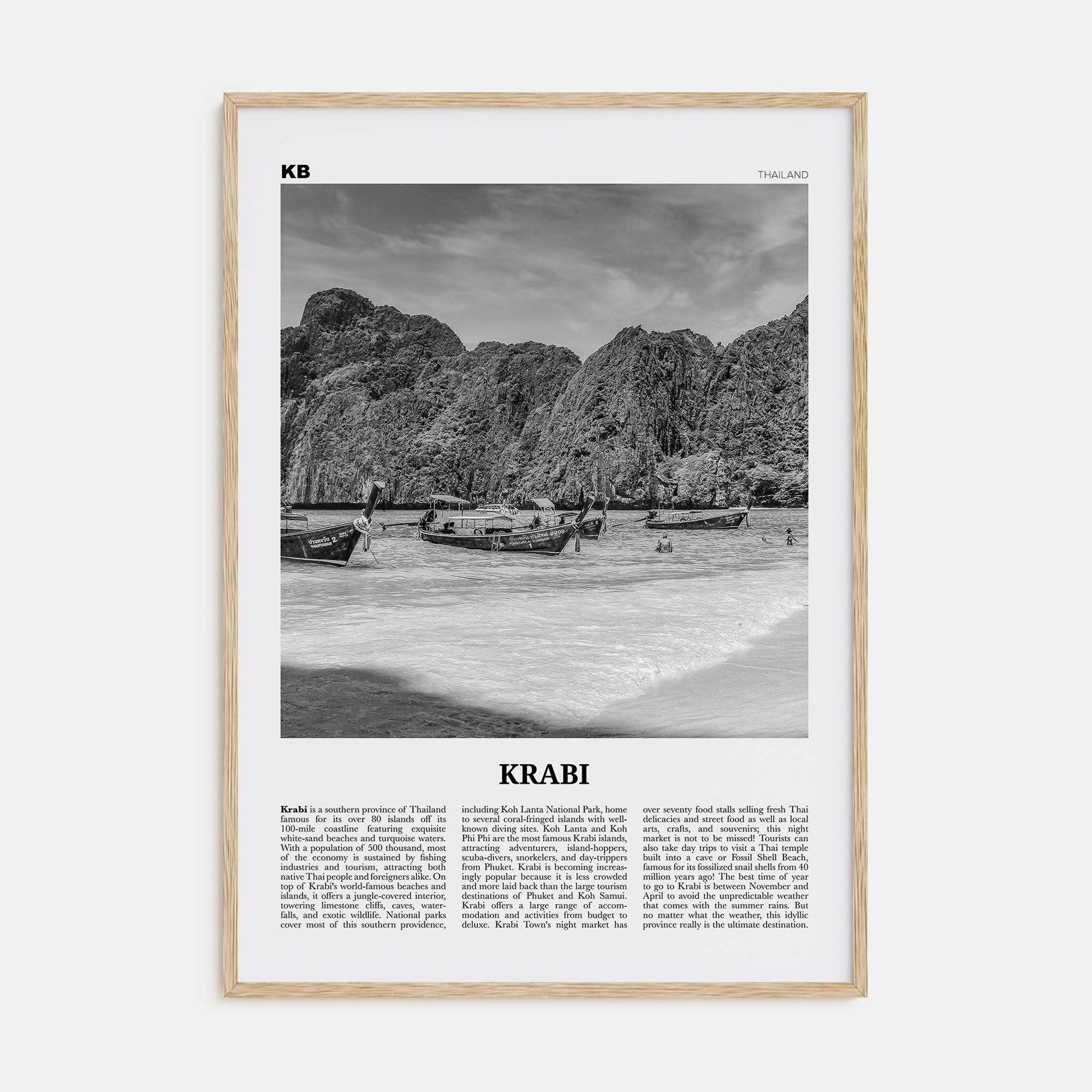 Krabi Travel B&W Poster
