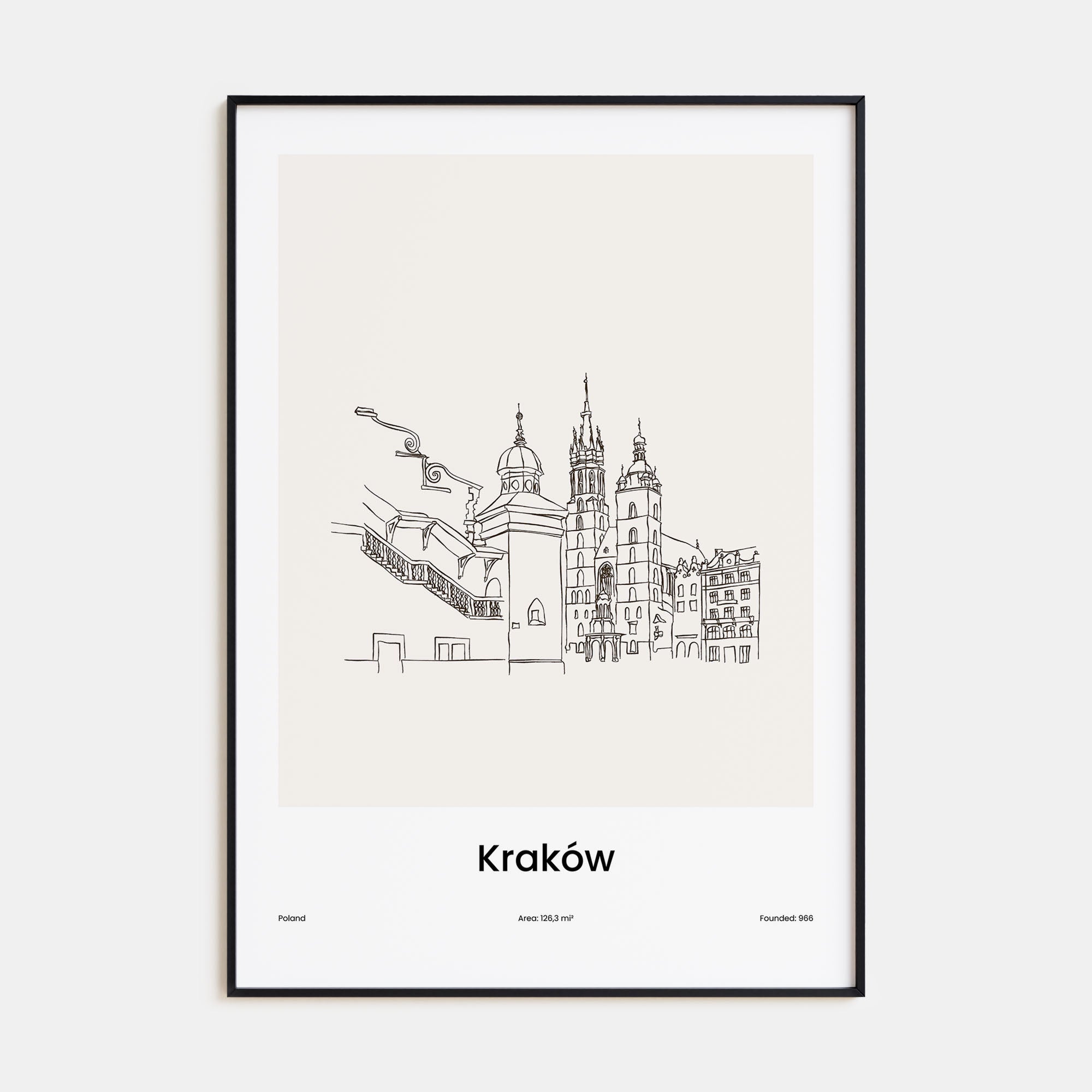 Kraków Drawn Poster